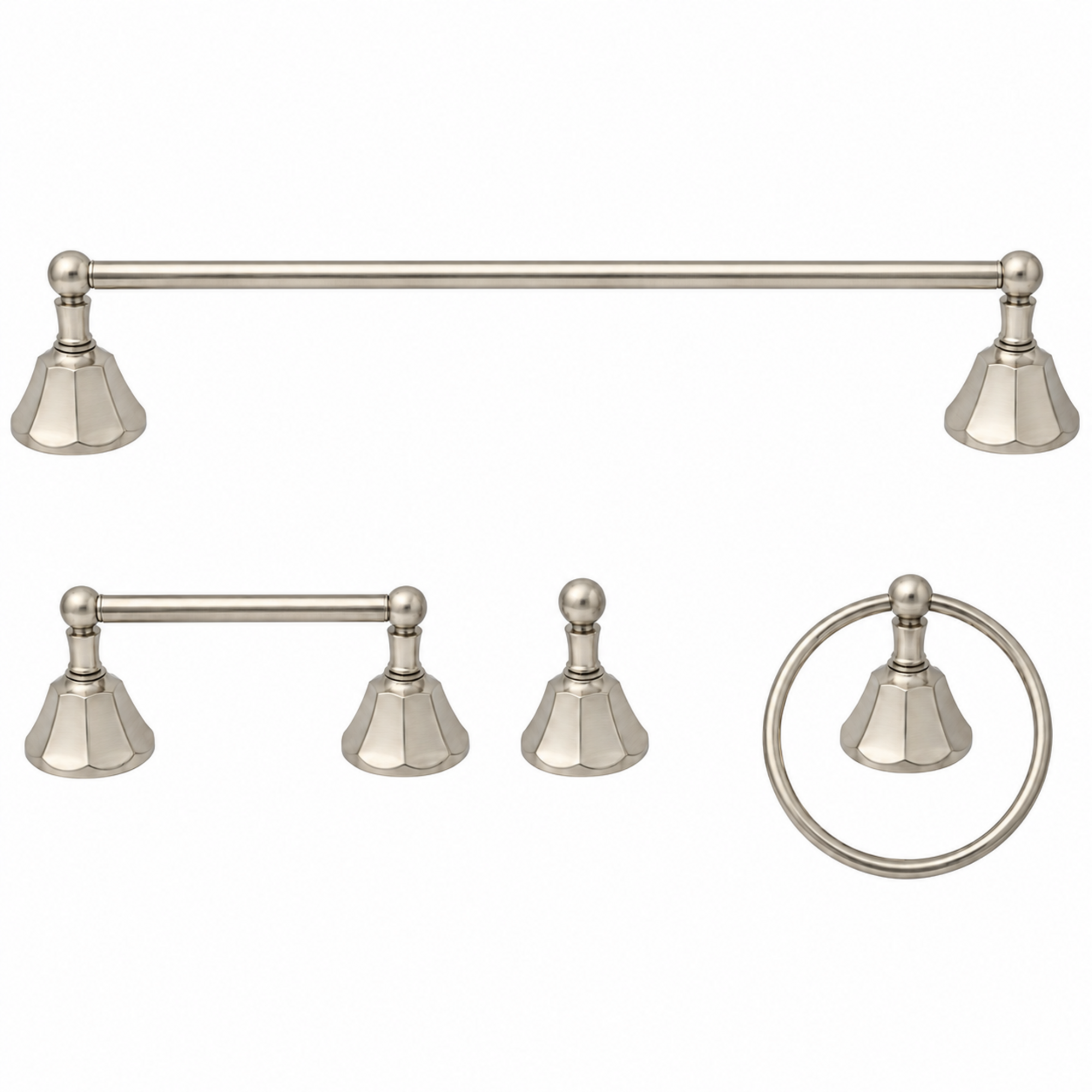 Mississippi 4-Piece Bathroom Accessory Hardware Set P4BMIS18 | Strom Living Matte Nickel 30" - Bathroom Accessories