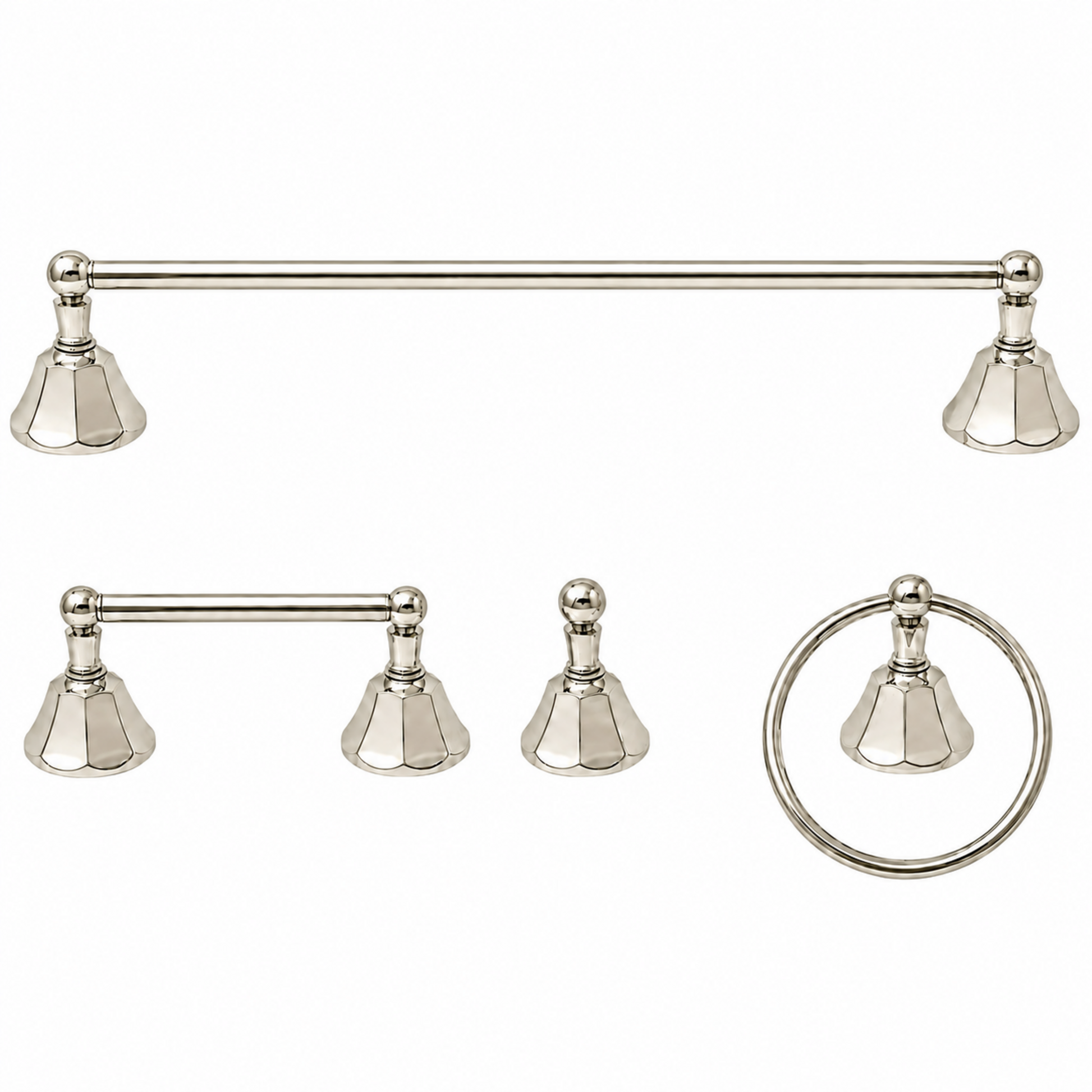 Mississippi 4-Piece Bathroom Accessory Hardware Set P4BMIS18 | Strom Living Polished Nickel 30" - Bathroom Accessories