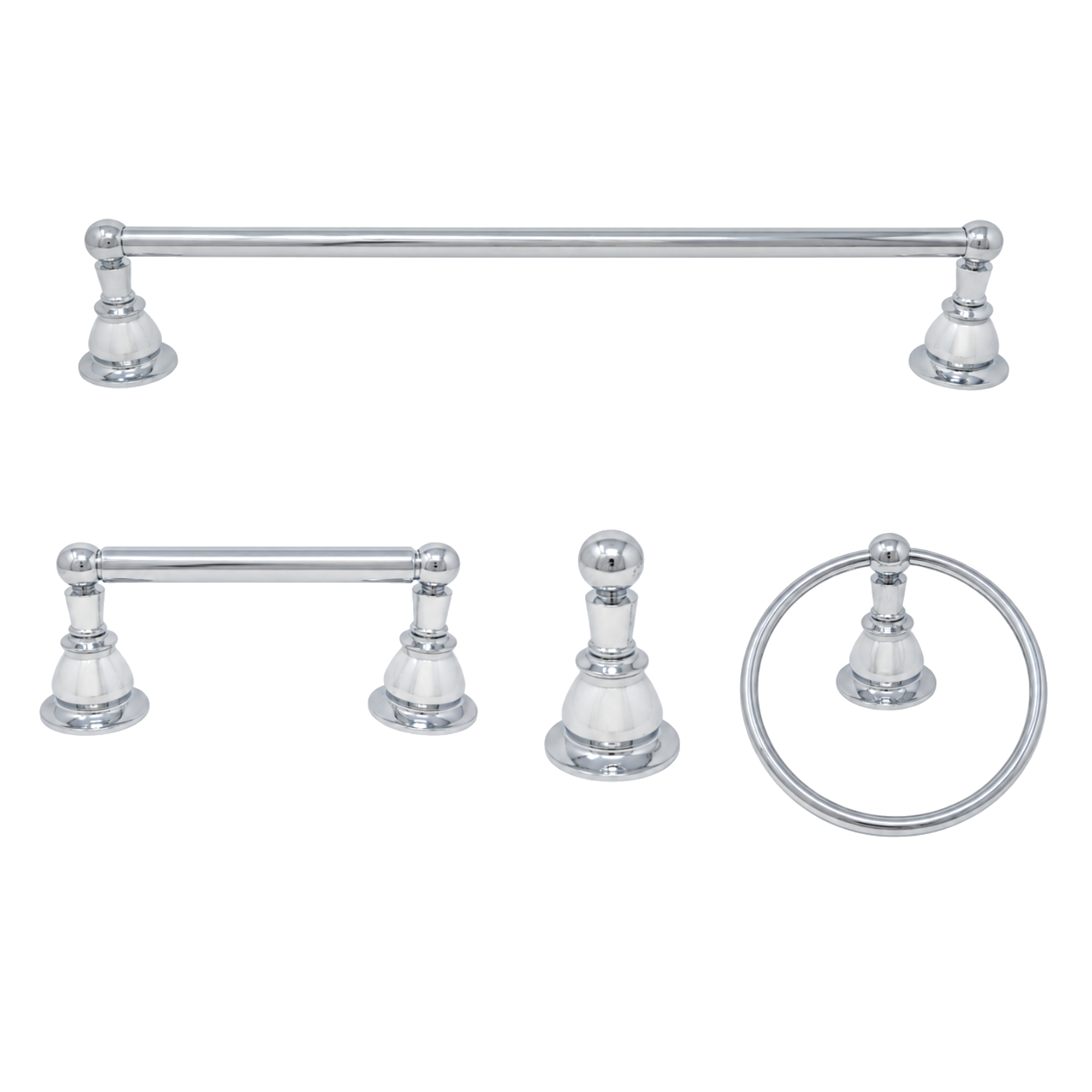 Rio Grande 4-Piece Bathroom Accessory Hardware Set P4BRIO18 | Strom Living Chrome 18" - Bathroom Accessories