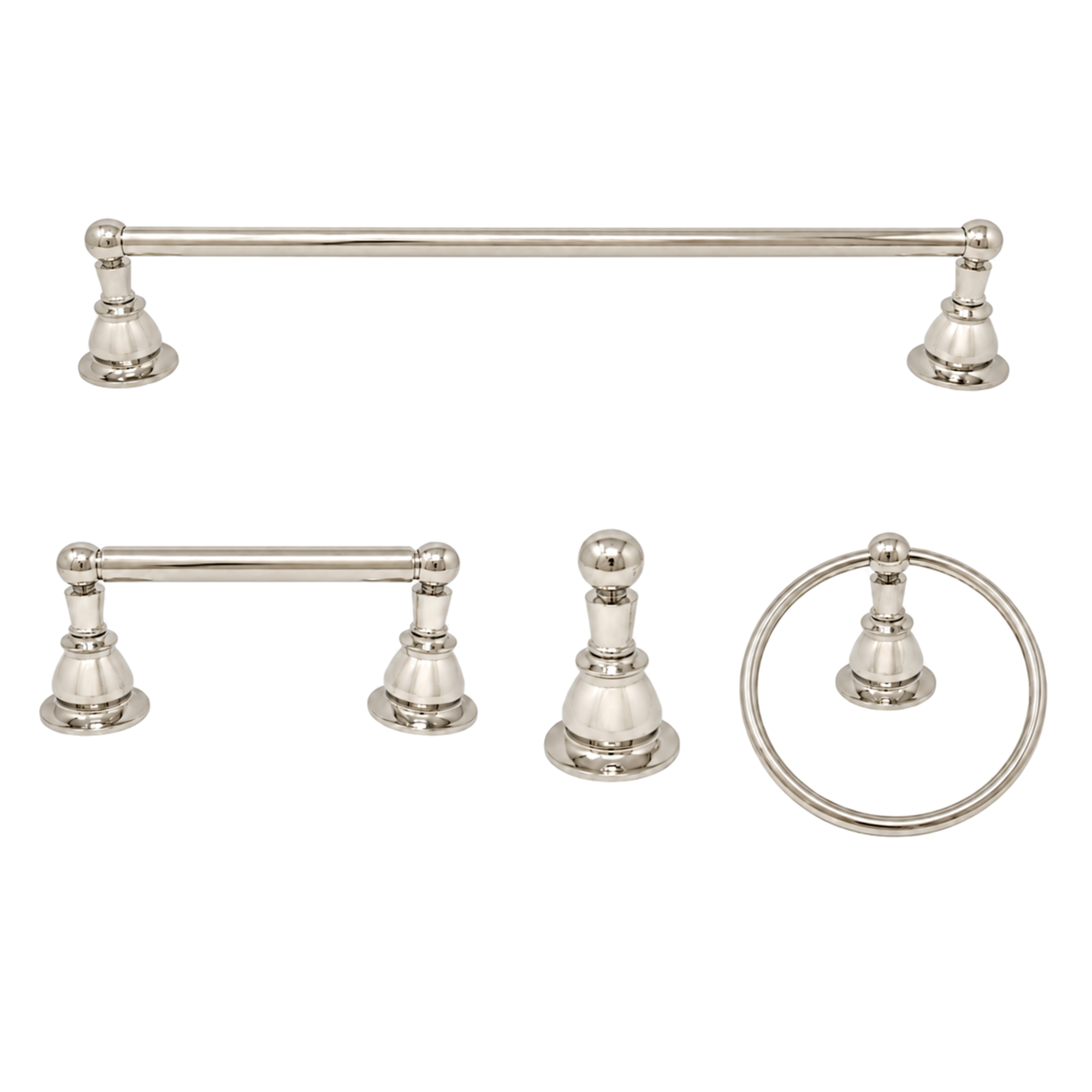 Rio Grande 4-Piece Bathroom Accessory Hardware Set P4BRIO18 | Strom Living Polished Nickel 18" - Bathroom Accessories
