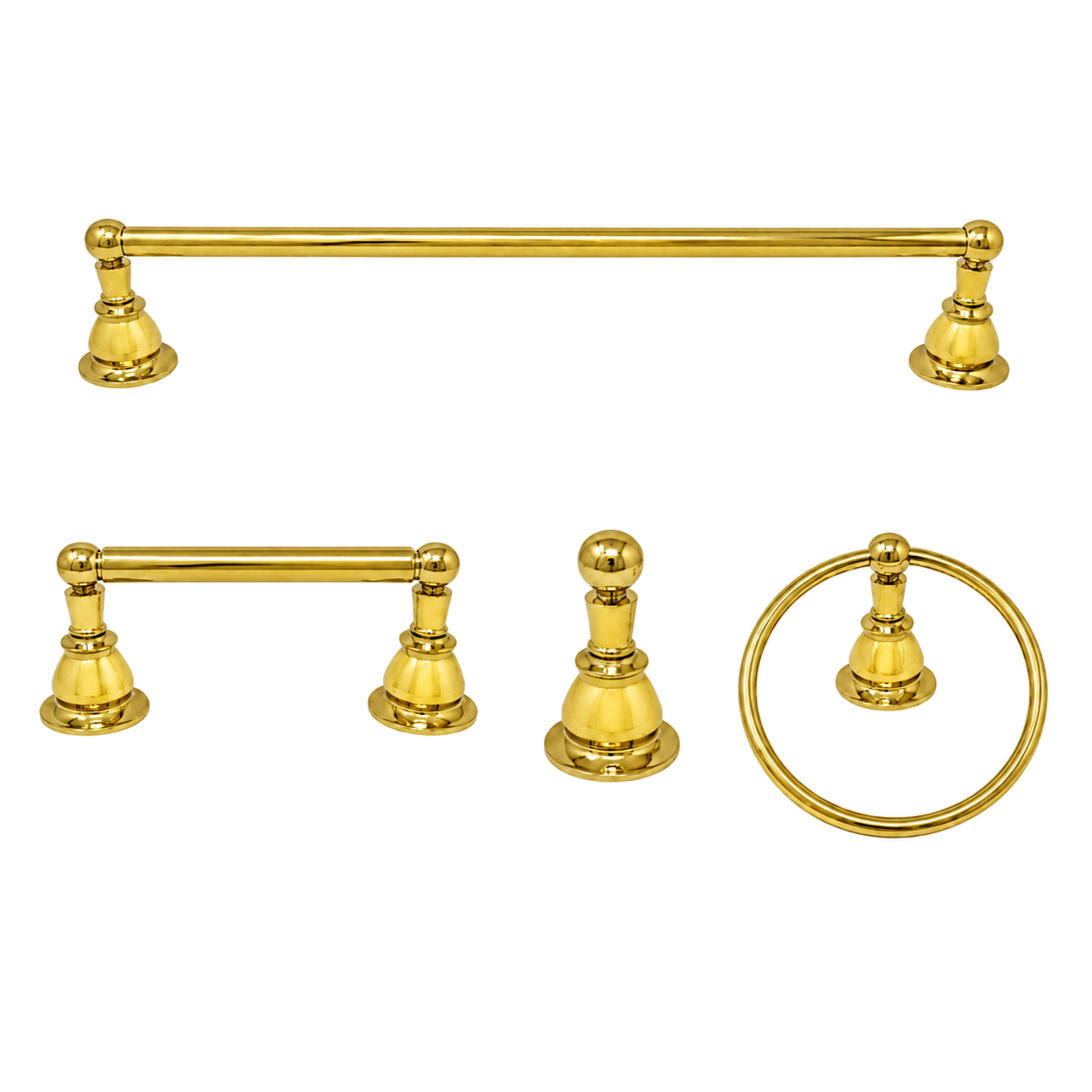 Rio Grande 4-Piece Bathroom Accessory Hardware Set P4BRIO18 | Strom Living Polished Brass 18" - Bathroom Accessories