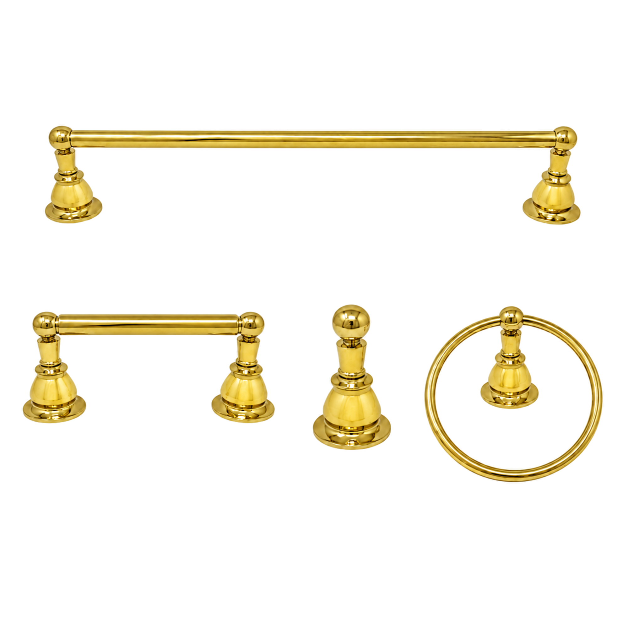 Rio Grande 4-Piece Bathroom Accessory Hardware Set P4BRIO18 | Strom Living Supercoat Brass 18" - Bathroom Accessories