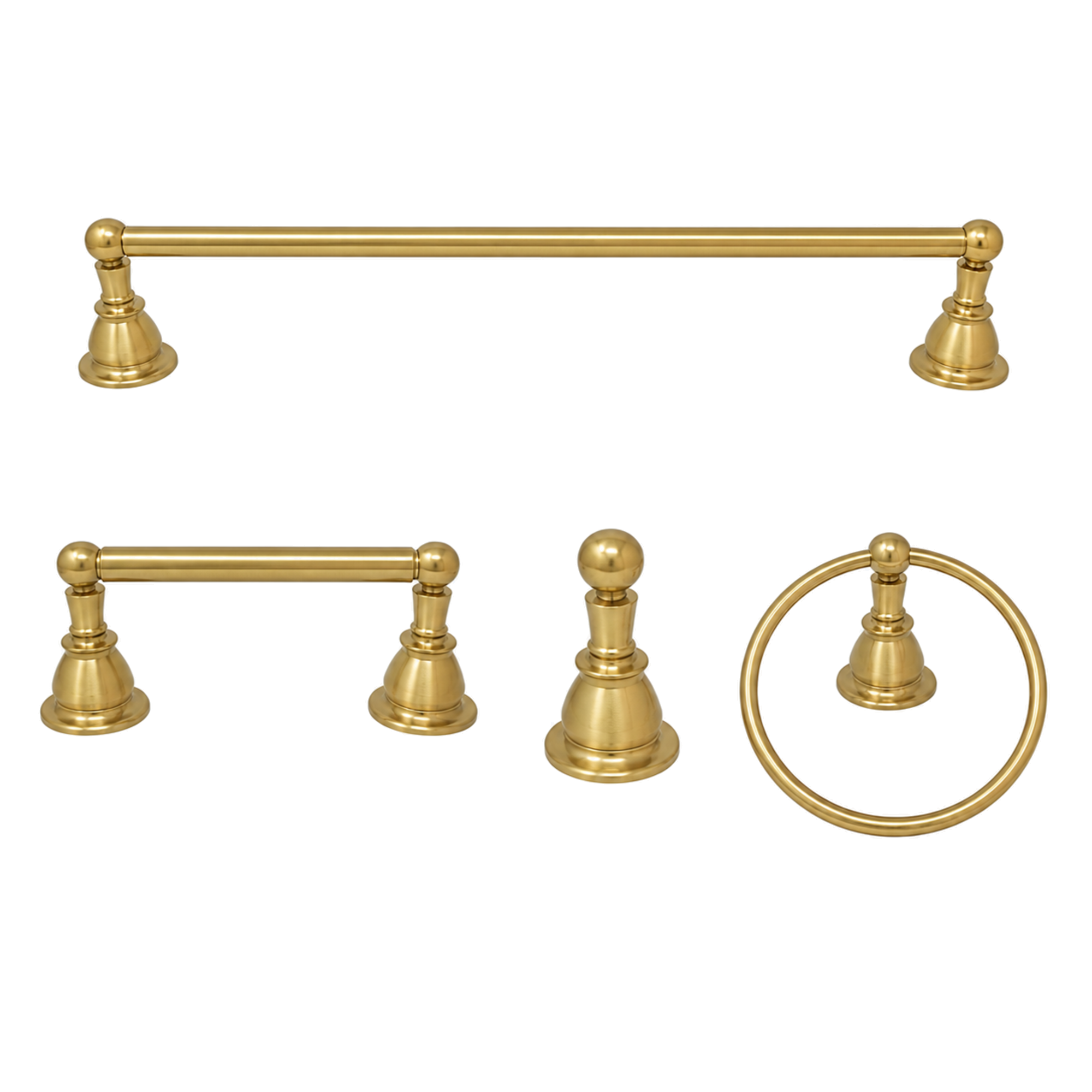 Rio Grande 4-Piece Bathroom Accessory Hardware Set P4BRIO18 | Strom Living Satin Brass 18" - Bathroom Accessories