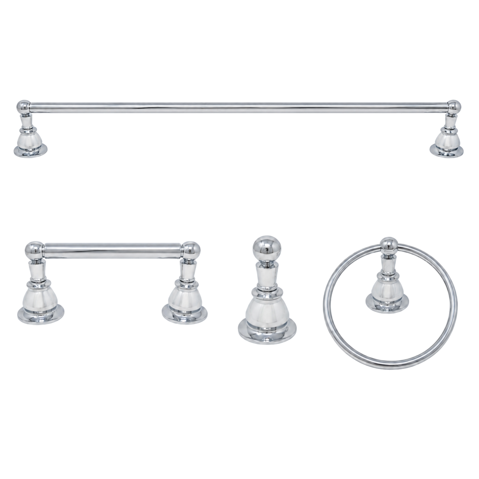 Rio Grande 4-Piece Bathroom Accessory Hardware Set P4BRIO18 | Strom Living Chrome 24" - Bathroom Accessories