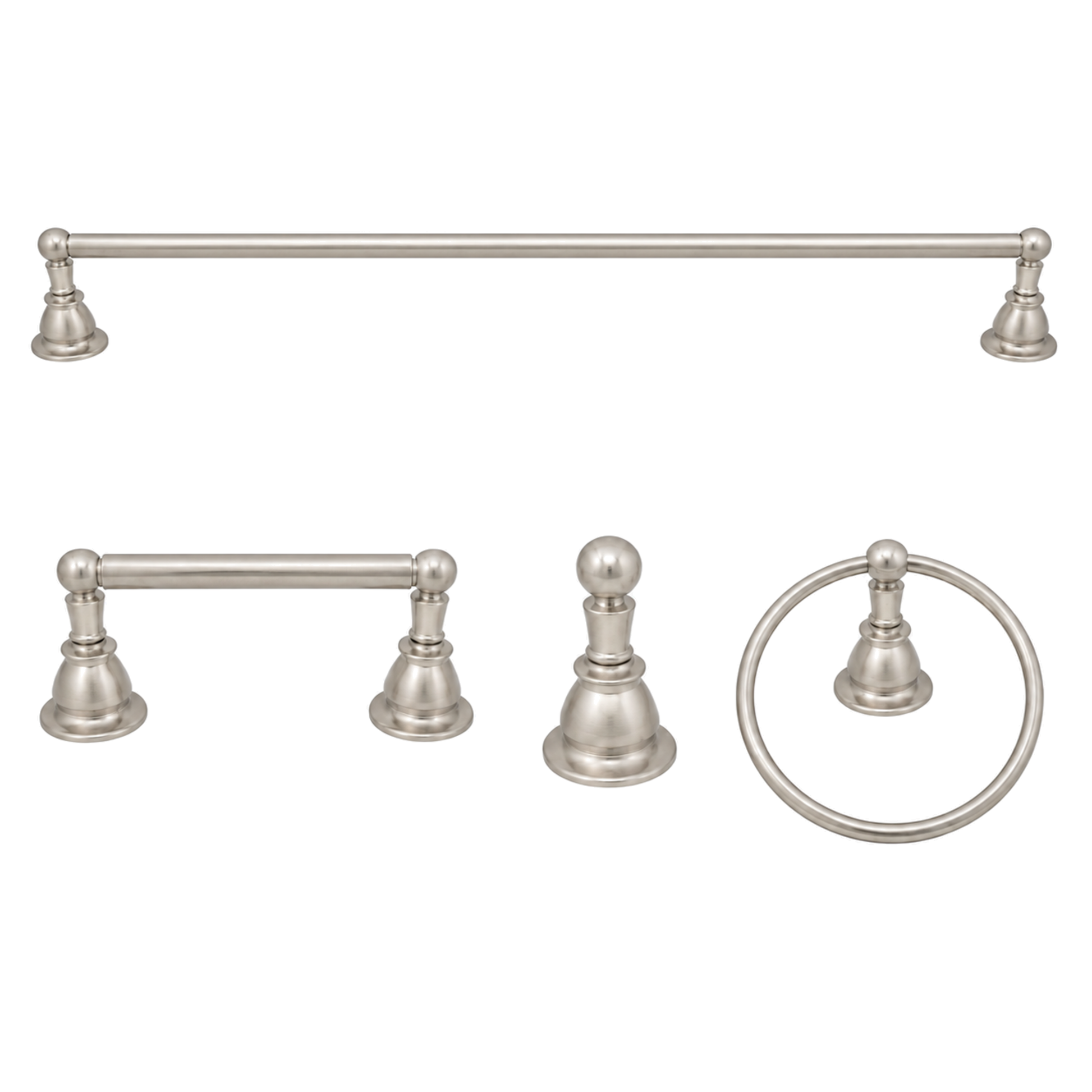 Rio Grande 4-Piece Bathroom Accessory Hardware Set P4BRIO18 | Strom Living Matte Nickel 24" - Bathroom Accessories