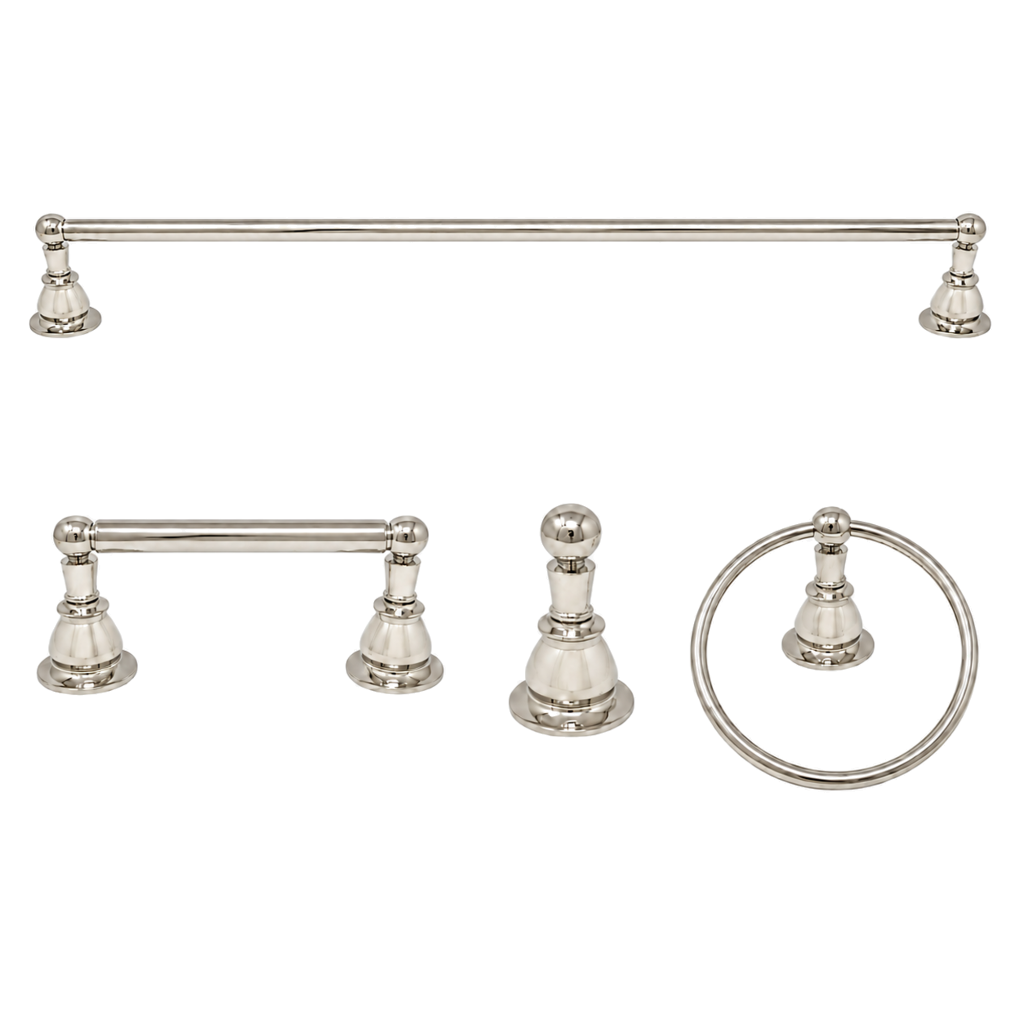 Rio Grande 4-Piece Bathroom Accessory Hardware Set P4BRIO18 | Strom Living Polished Nickel 24" - Bathroom Accessories