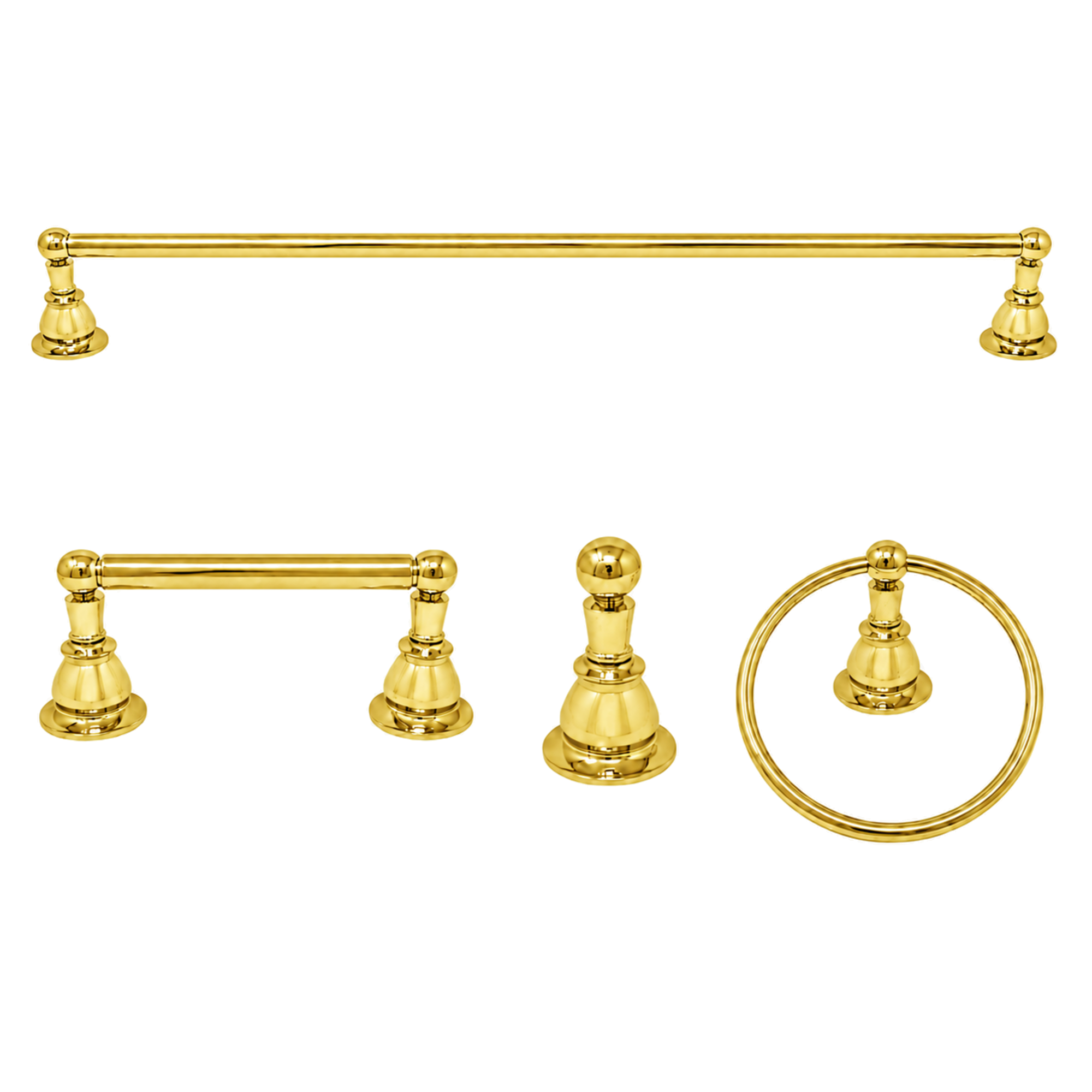 Rio Grande 4-Piece Bathroom Accessory Hardware Set P4BRIO18 | Strom Living Supercoat Brass 24" - Bathroom Accessories