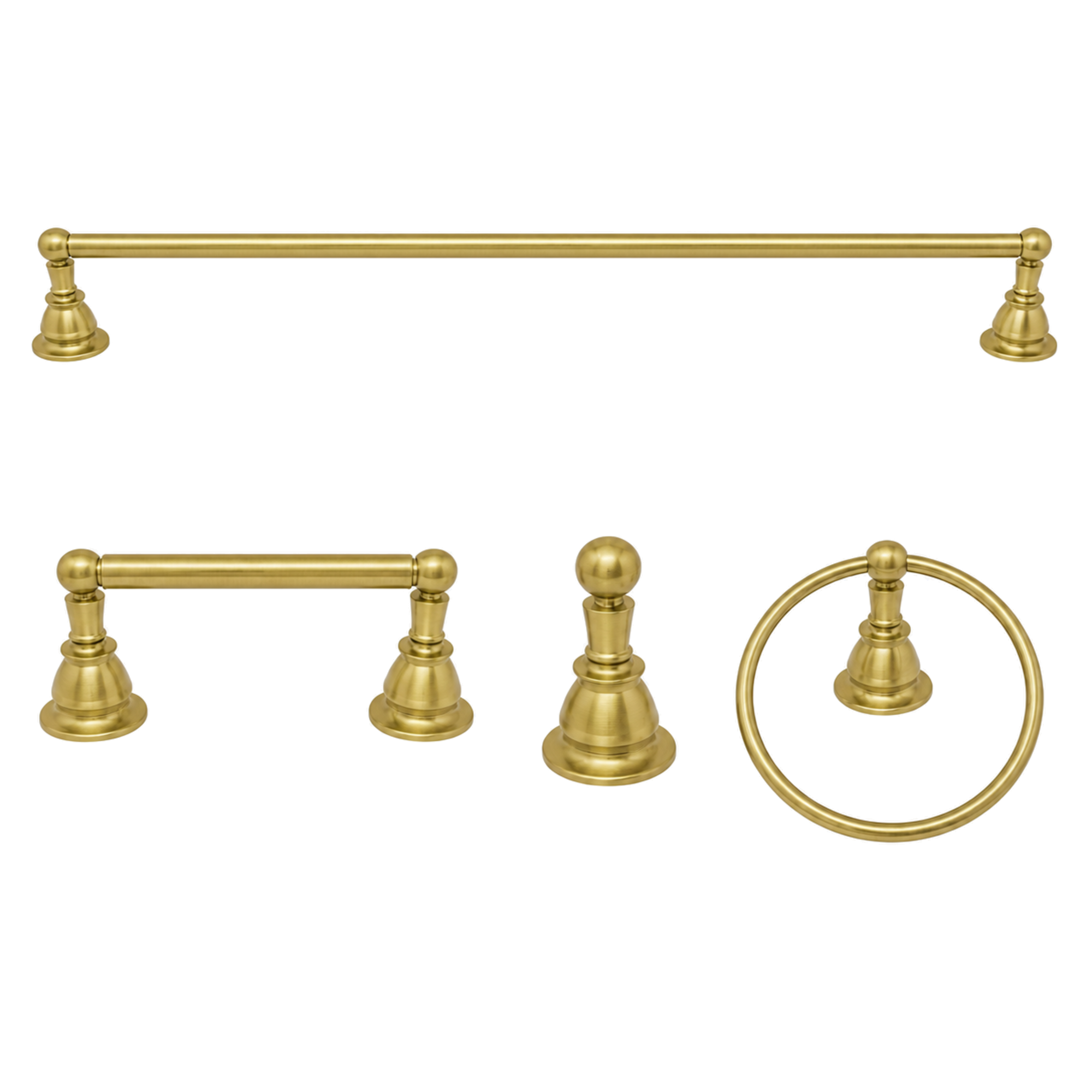 Rio Grande 4-Piece Bathroom Accessory Hardware Set P4BRIO18 | Strom Living Satin Brass 24" - Bathroom Accessories