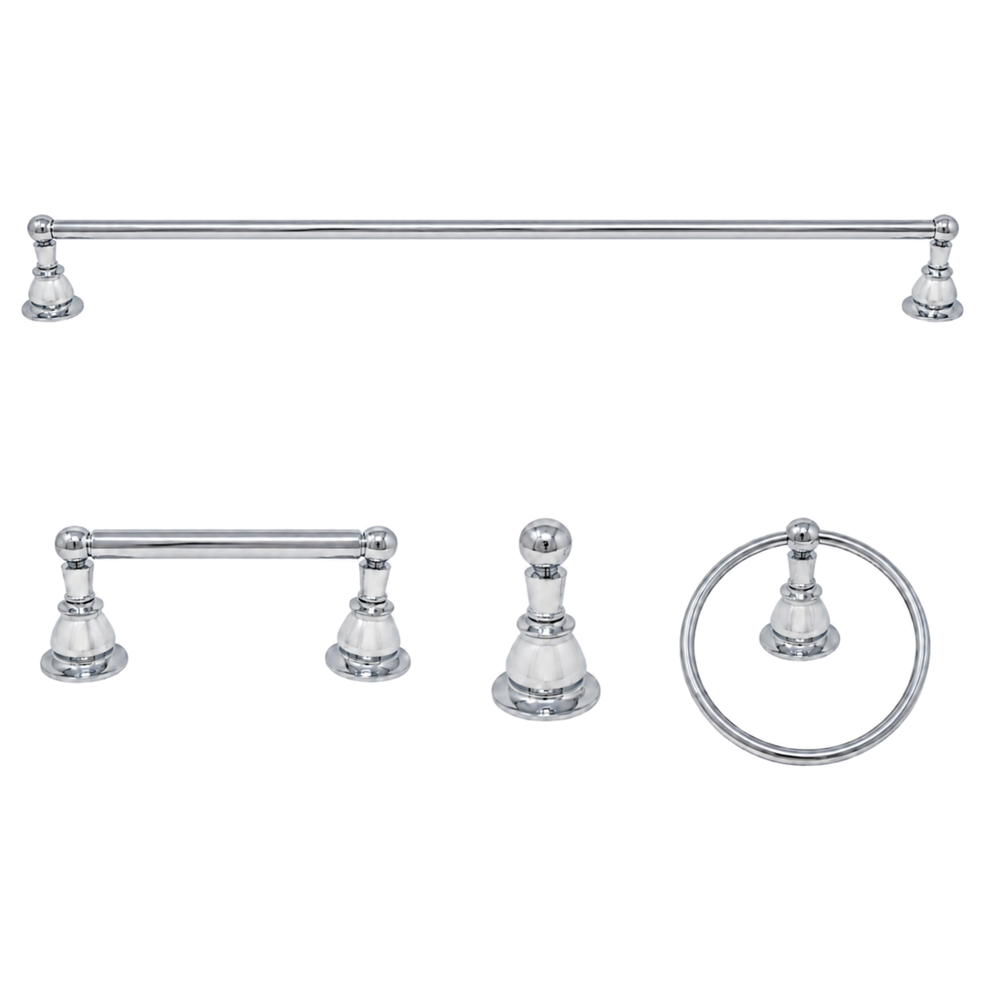 Rio Grande 4-Piece Bathroom Accessory Hardware Set P4BRIO18 | Strom Living Chrome 30" - Bathroom Accessories