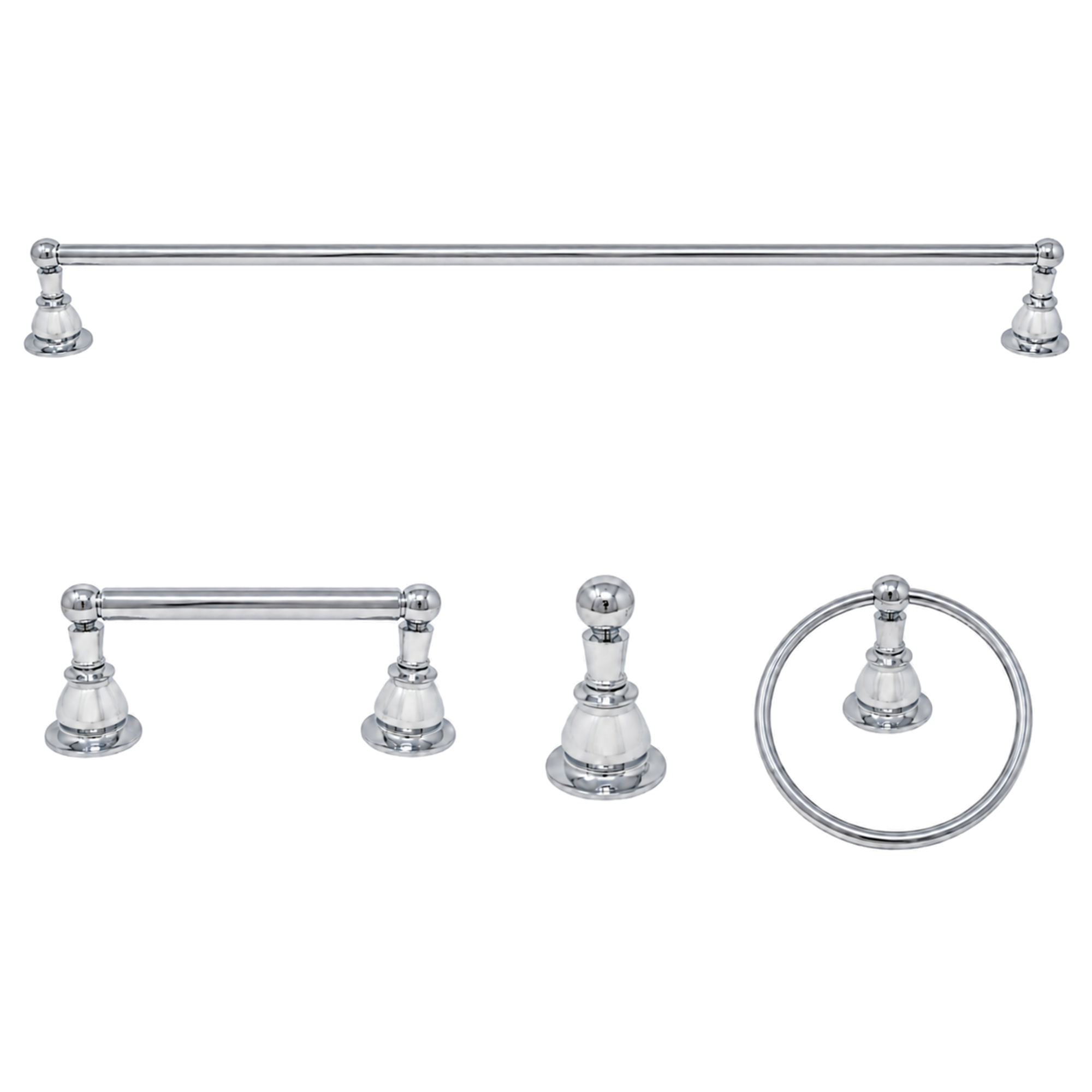 Rio Grande 4-Piece Bathroom Accessory Hardware Set P4BRIO18 | Strom Living Chrome 30" - Bathroom Accessories