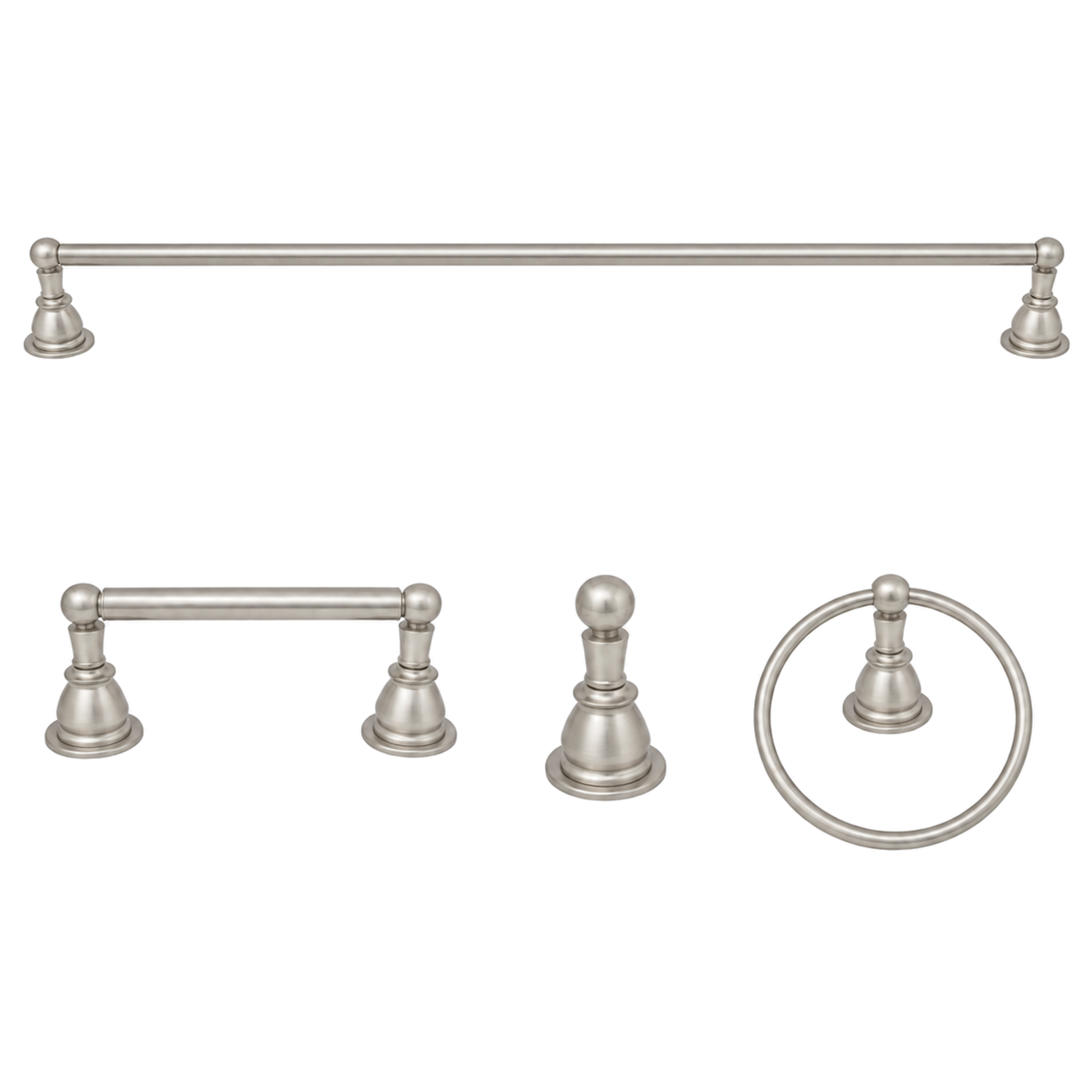Rio Grande 4-Piece Bathroom Accessory Hardware Set P4BRIO18 | Strom Living Matte Nickel 30" - Bathroom Accessories