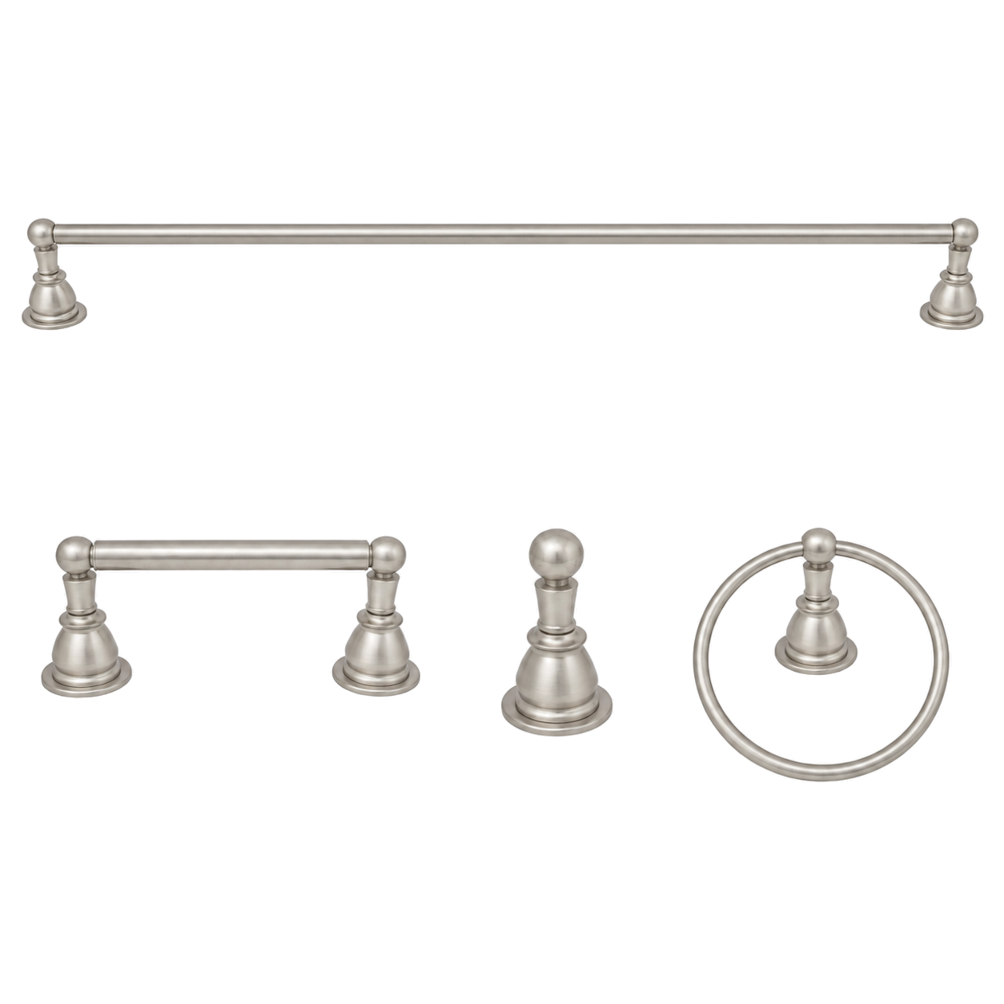 Rio Grande 4-Piece Bathroom Accessory Hardware Set P4BRIO18 | Strom Living Matte Nickel 30" - Bathroom Accessories