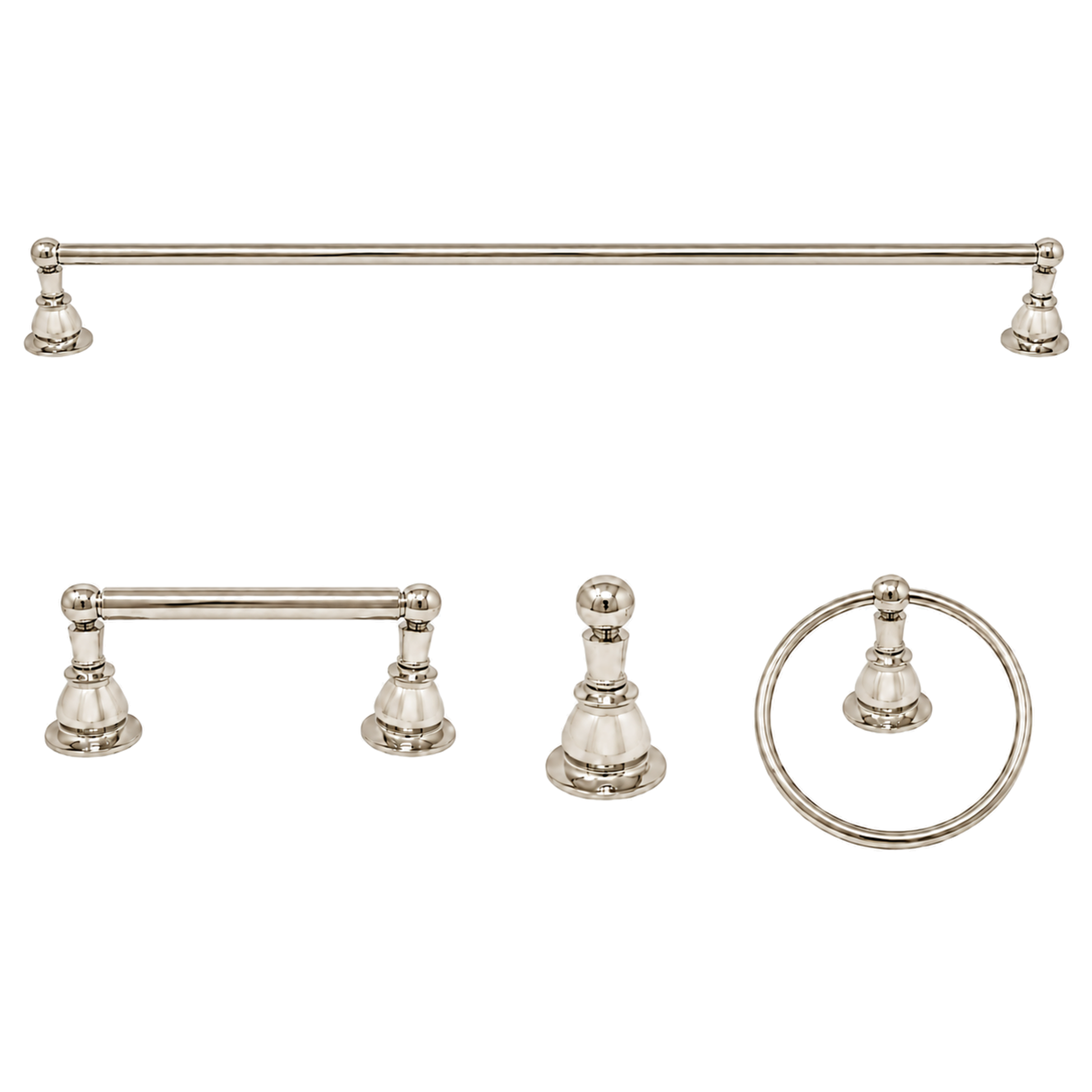Rio Grande 4-Piece Bathroom Accessory Hardware Set P4BRIO18 | Strom Living Polished Nickel 30" - Bathroom Accessories