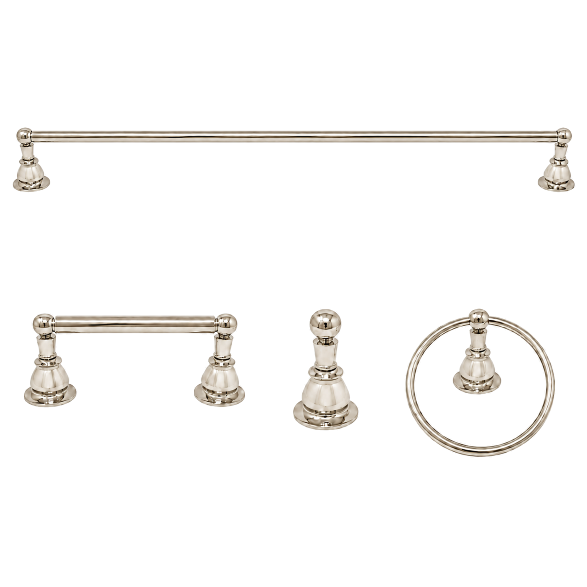 Rio Grande 4-Piece Bathroom Accessory Hardware Set P4BRIO18 | Strom Living Polished Nickel 30" - Bathroom Accessories