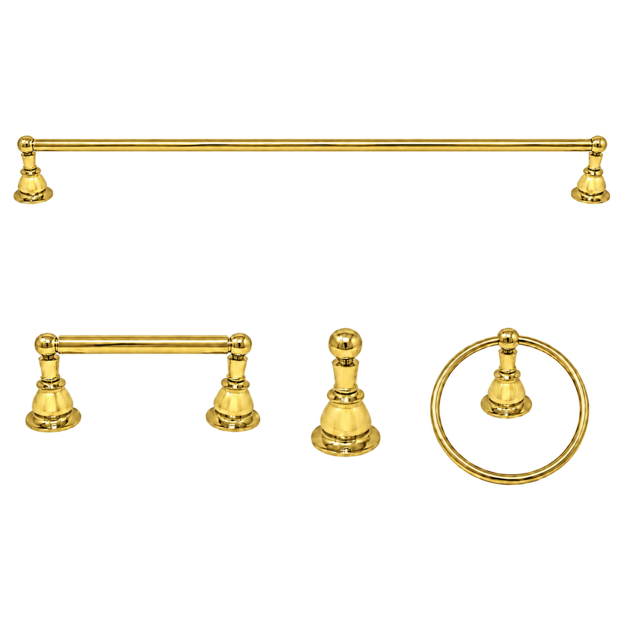 Rio Grande 4-Piece Bathroom Accessory Hardware Set P4BRIO18 | Strom Living Supercoat Brass 30" - Bathroom Accessories