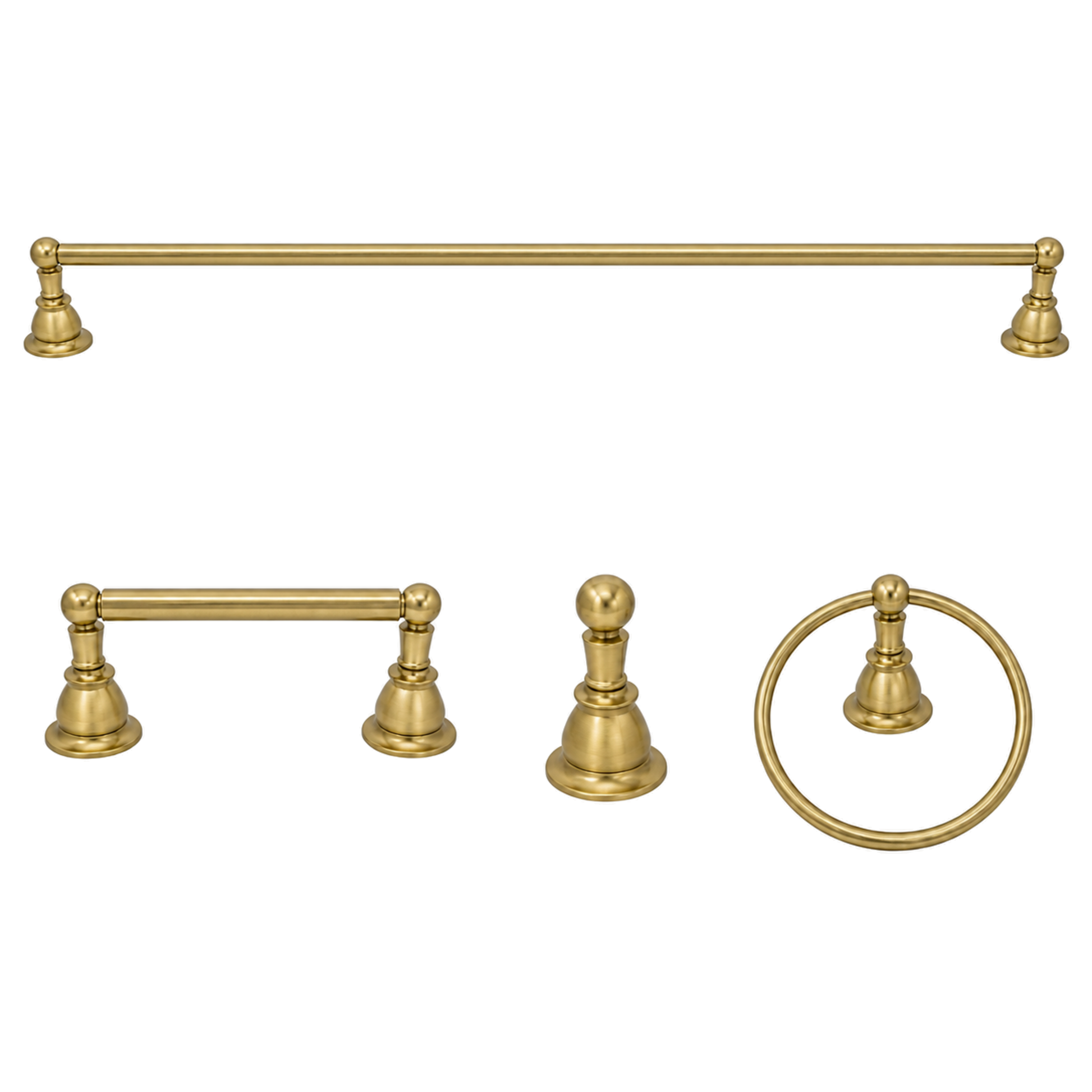 Rio Grande 4-Piece Bathroom Accessory Hardware Set P4BRIO18 | Strom Living Satin Brass 30" - Bathroom Accessories