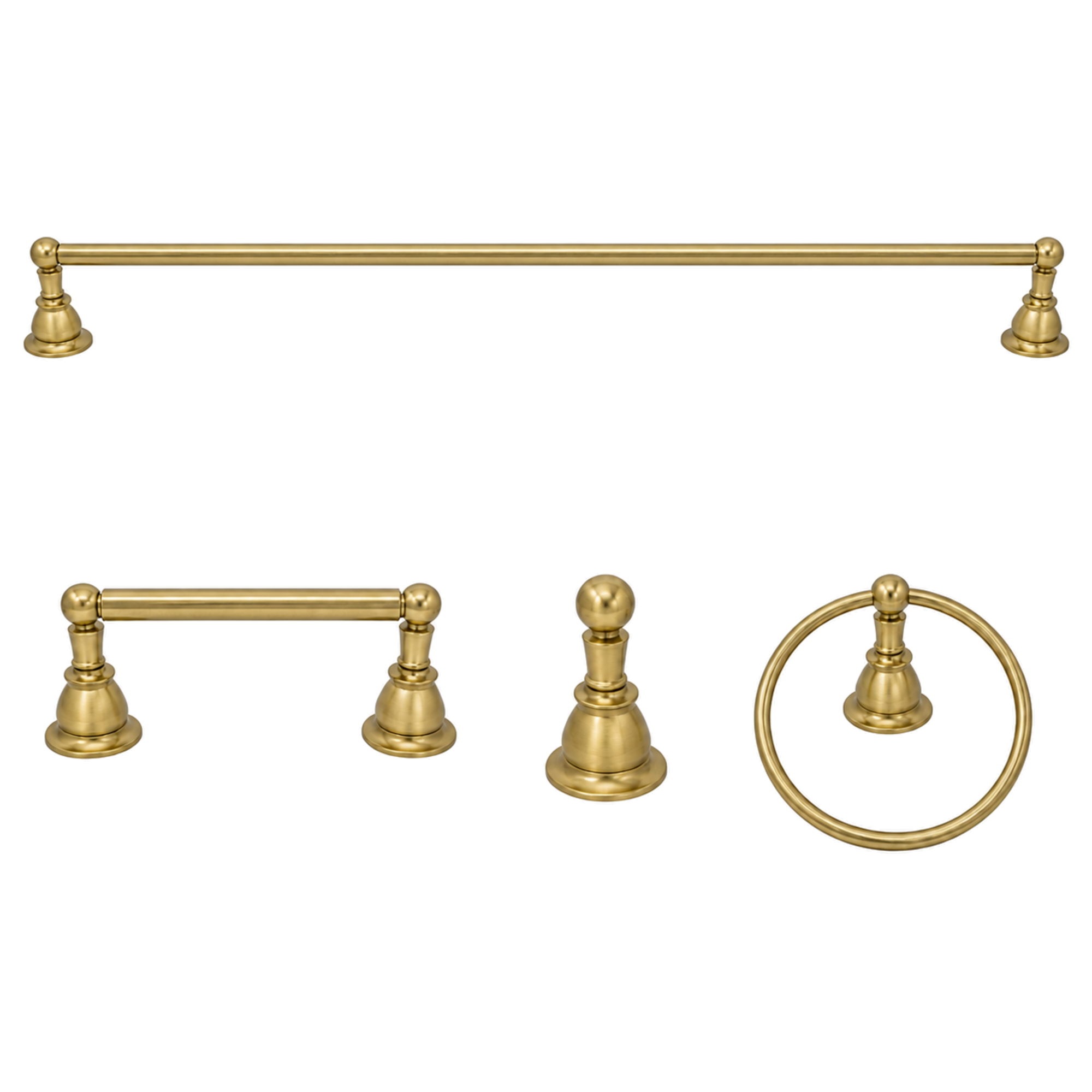 Rio Grande 4-Piece Bathroom Accessory Hardware Set P4BRIO18 | Strom Living Satin Brass 30" - Bathroom Accessories