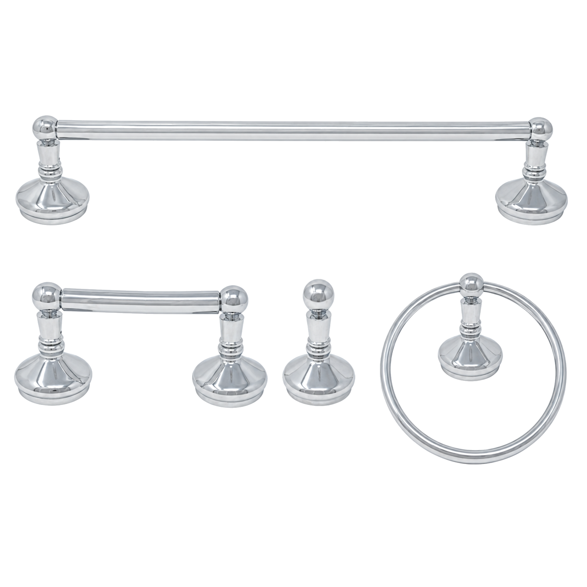 Sacramento 4-Piece Bathroom Accessory Hardware Set P4BSAC18 | Strom Living Chrome 18" - Bathroom Accessories