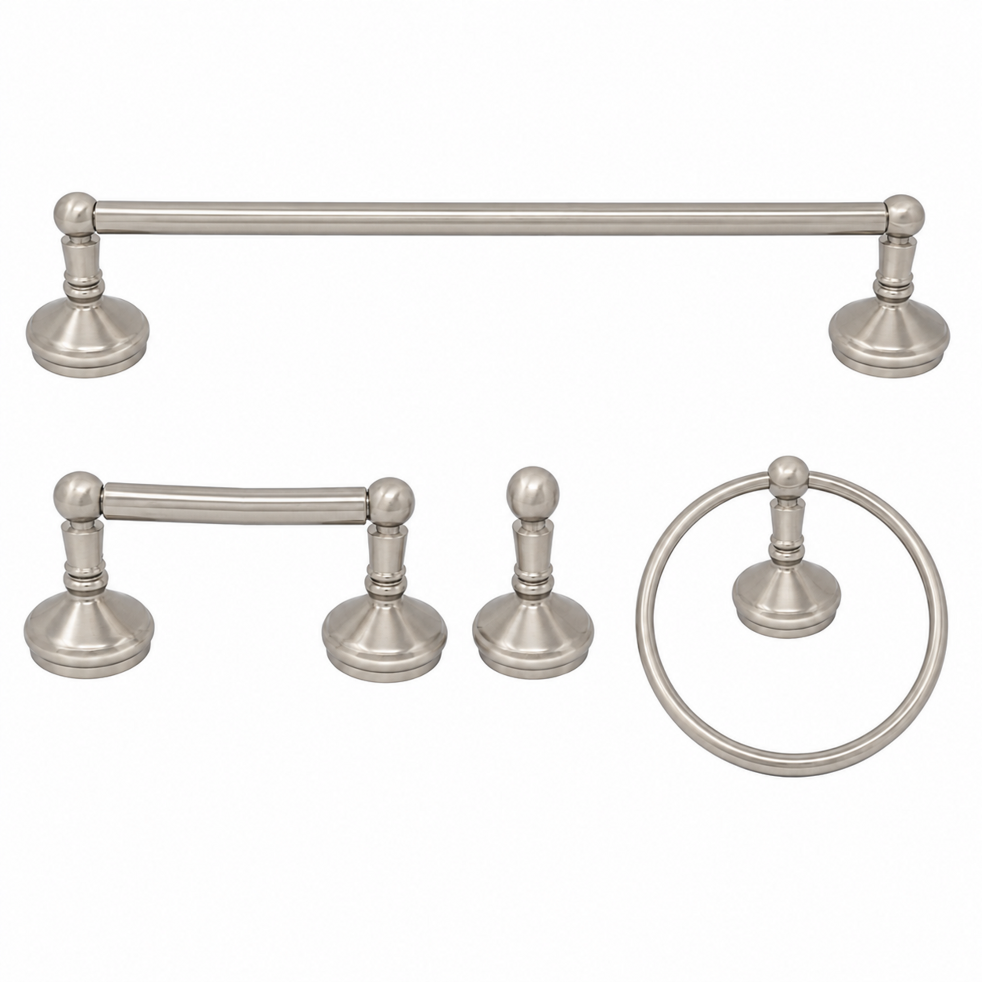 Sacramento 4-Piece Bathroom Accessory Hardware Set P4BSAC18 | Strom Living Matte Nickel 18" - Bathroom Accessories