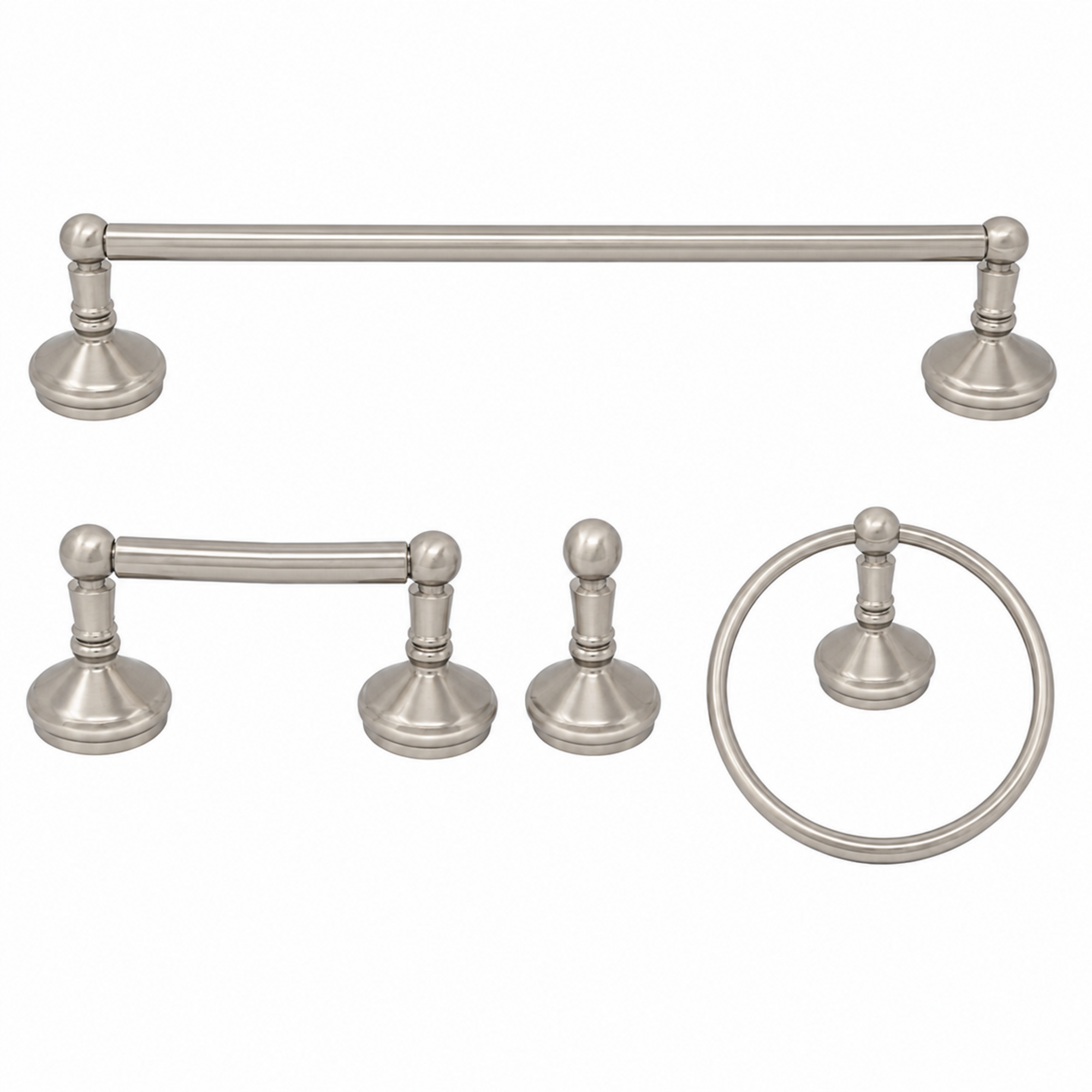 Sacramento 4-Piece Bathroom Accessory Hardware Set P4BSAC18 | Strom Living Matte Nickel 18" - Bathroom Accessories