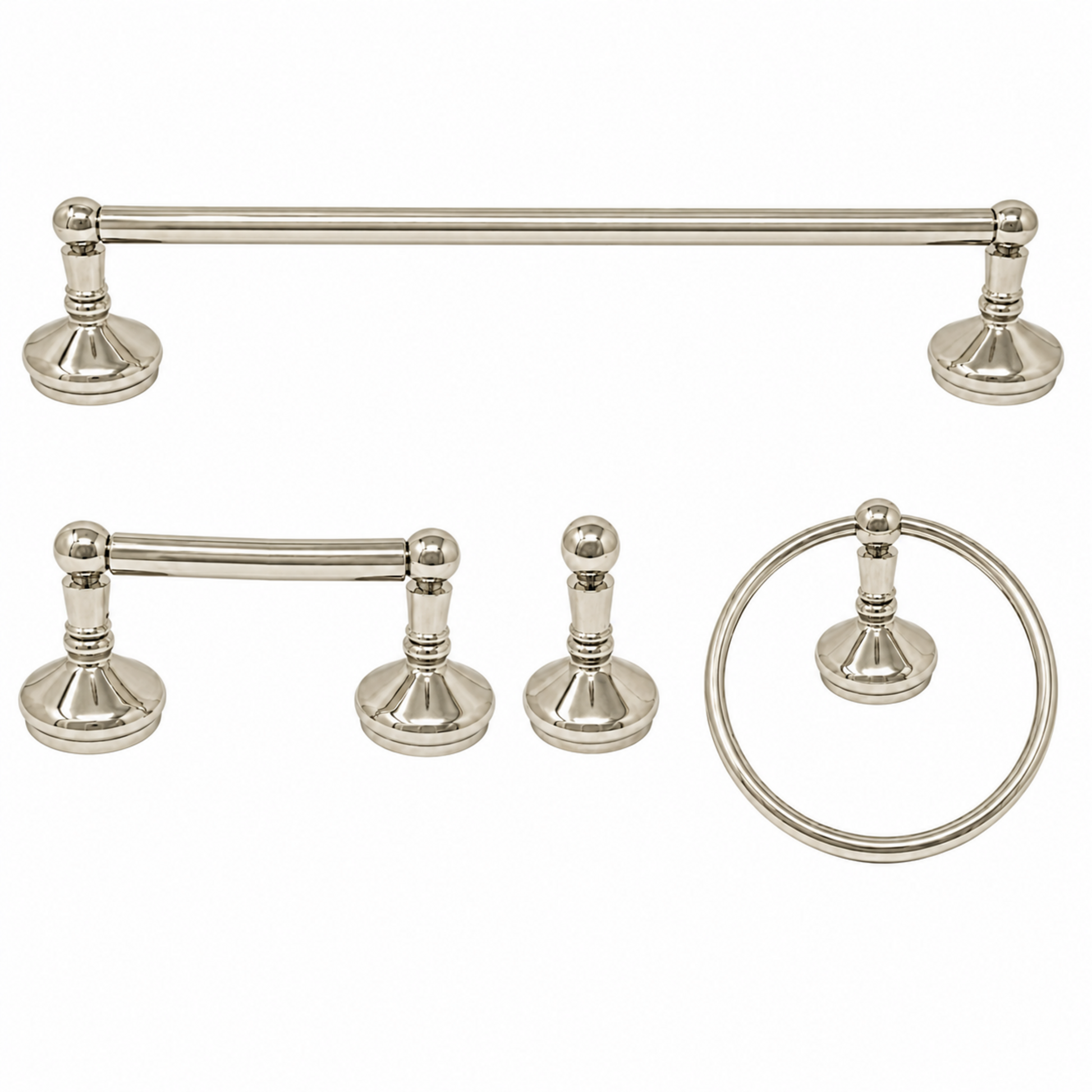 Sacramento 4-Piece Bathroom Accessory Hardware Set P4BSAC18 | Strom Living Polished Nickel 18" - Bathroom Accessories