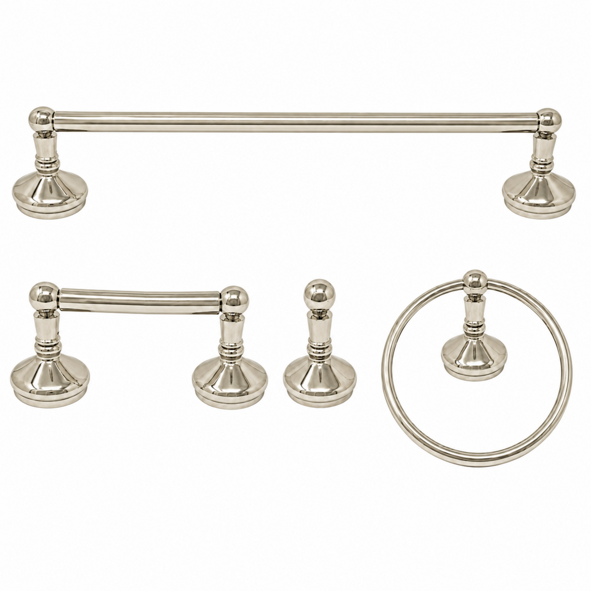 Sacramento 4-Piece Bathroom Accessory Hardware Set P4BSAC18 | Strom Living Polished Nickel 18" - Bathroom Accessories
