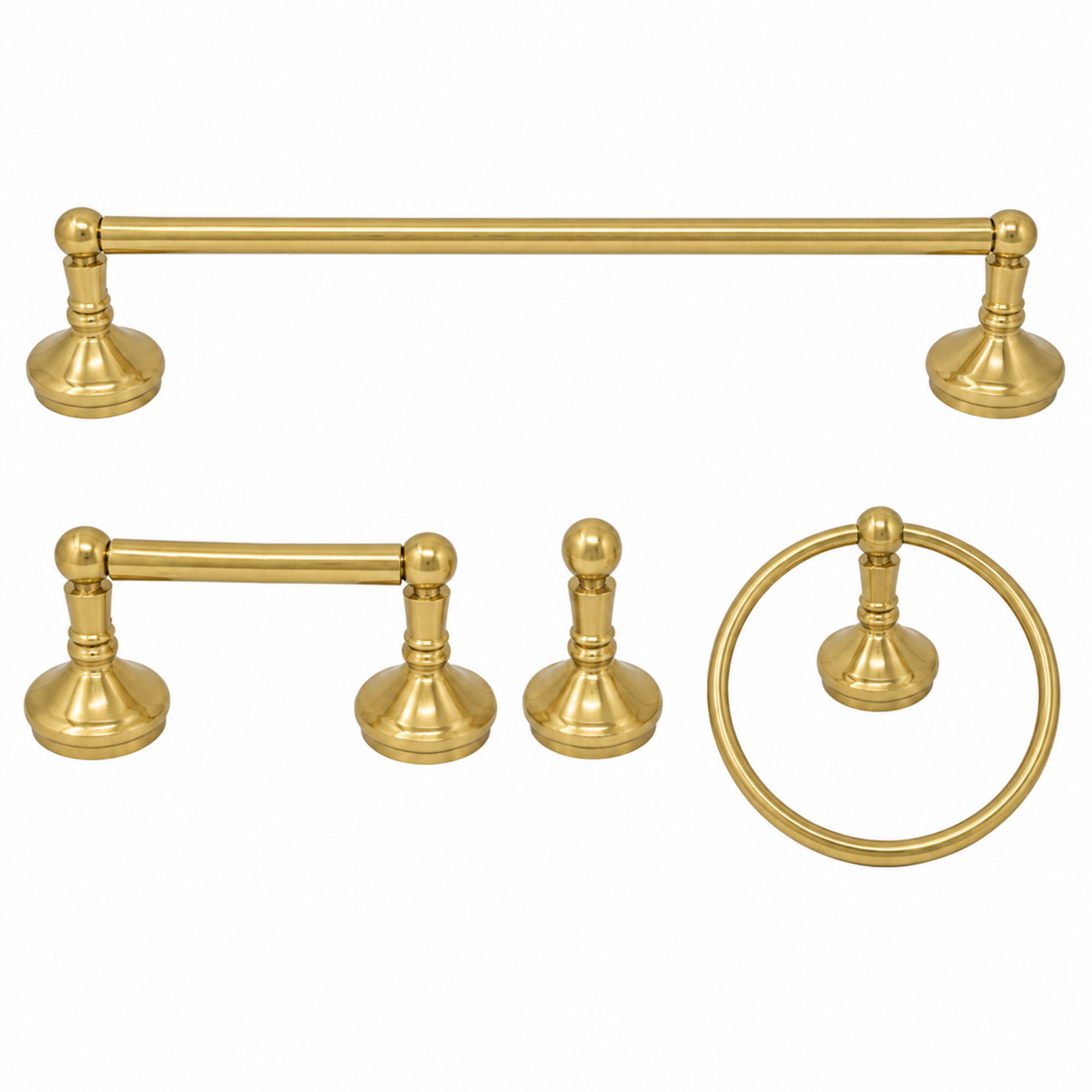 Sacramento 4-Piece Bathroom Accessory Hardware Set P4BSAC18 | Strom Living Raw Brass 18" - Bathroom Accessories
