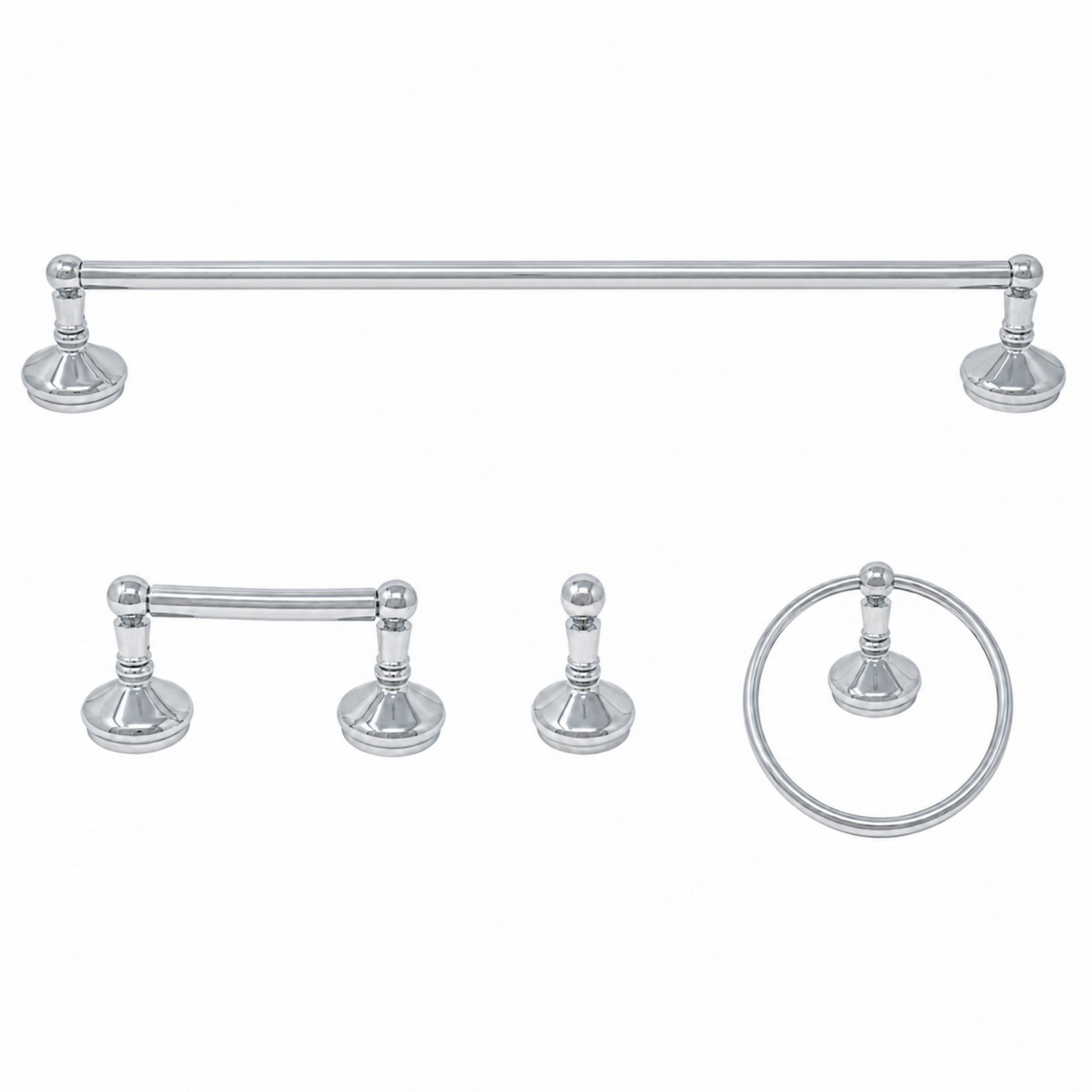 Sacramento 4-Piece Bathroom Accessory Hardware Set P4BSAC18 | Strom Living Chrome 24" - Bathroom Accessories