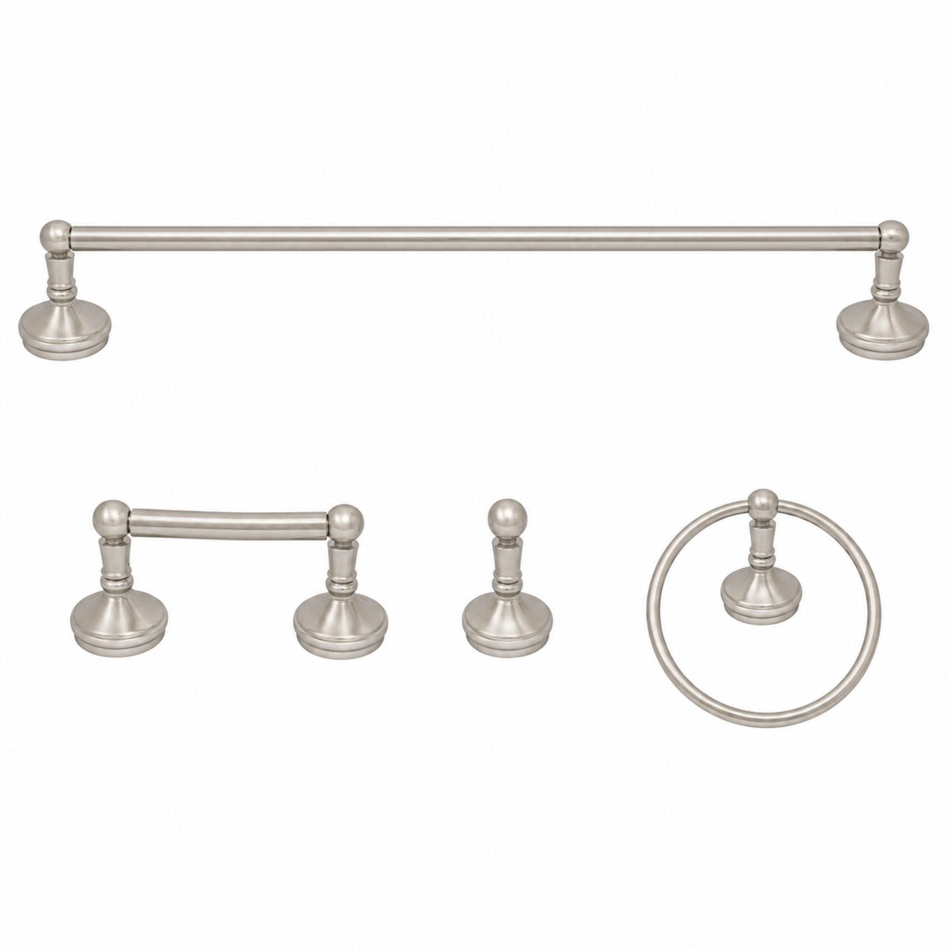 Sacramento 4-Piece Bathroom Accessory Hardware Set P4BSAC18 | Strom Living Matte Nickel 24" - Bathroom Accessories
