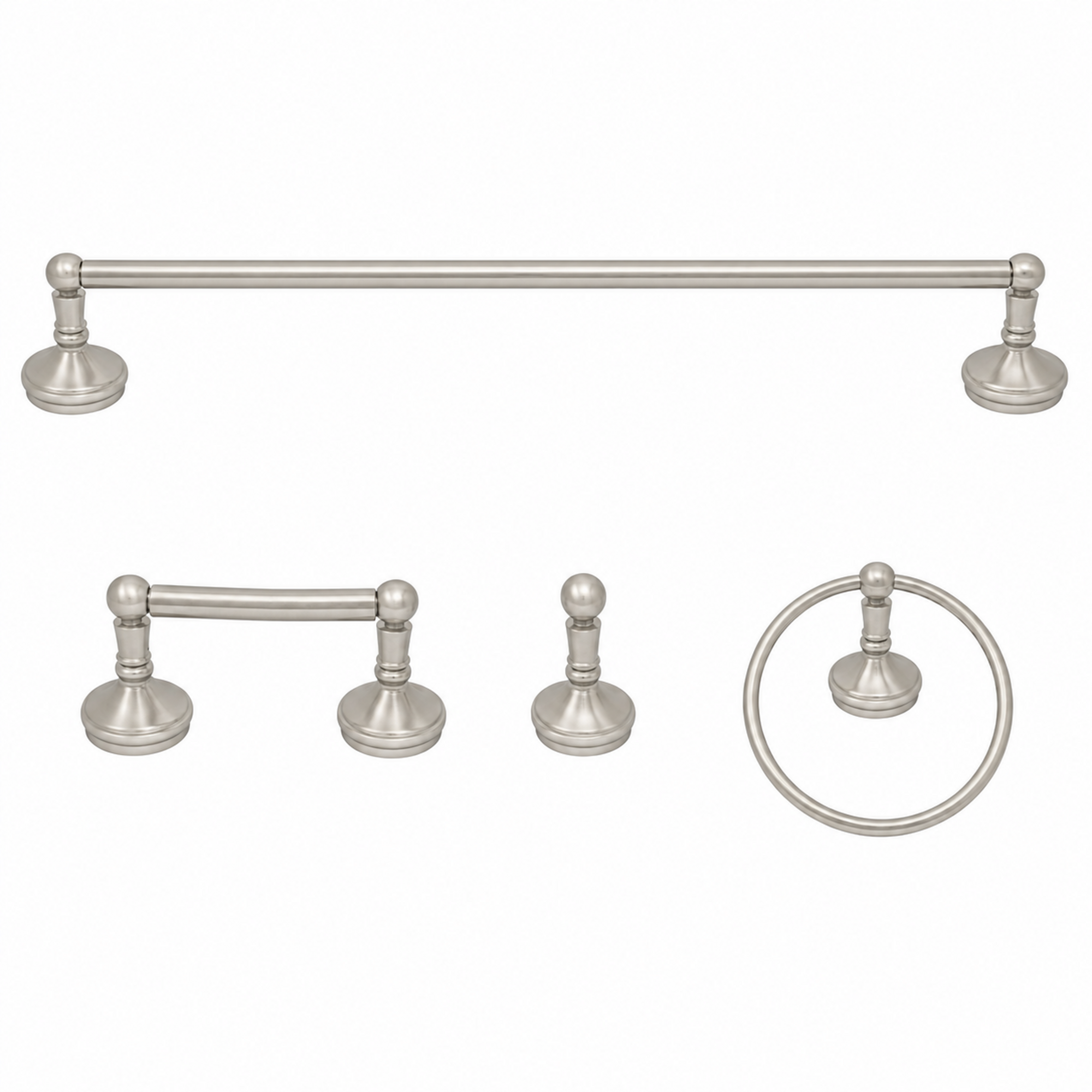 Sacramento 4-Piece Bathroom Accessory Hardware Set P4BSAC18 | Strom Living Matte Nickel 24" - Bathroom Accessories
