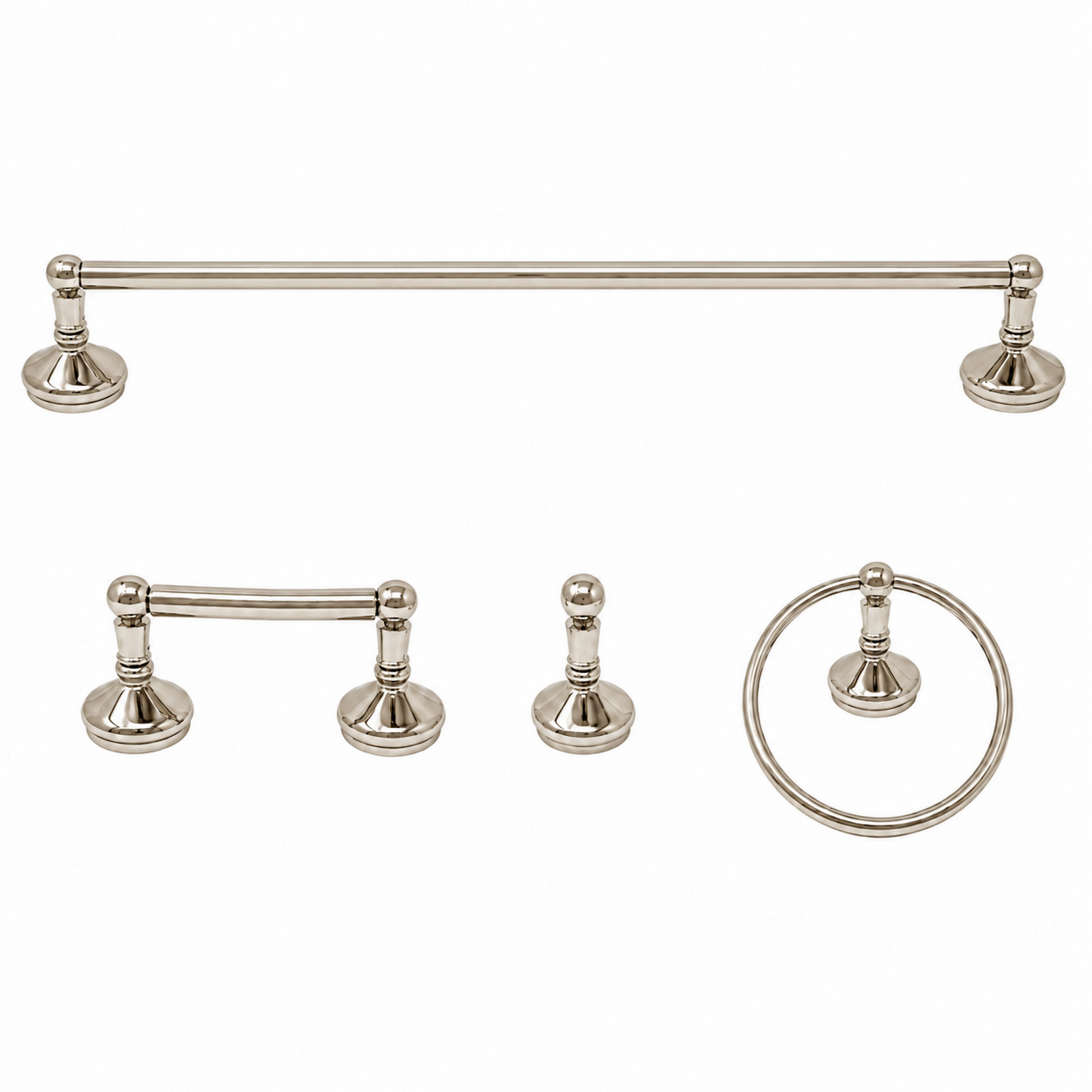 Sacramento 4-Piece Bathroom Accessory Hardware Set P4BSAC18 | Strom Living Polished Nickel 24" - Bathroom Accessories