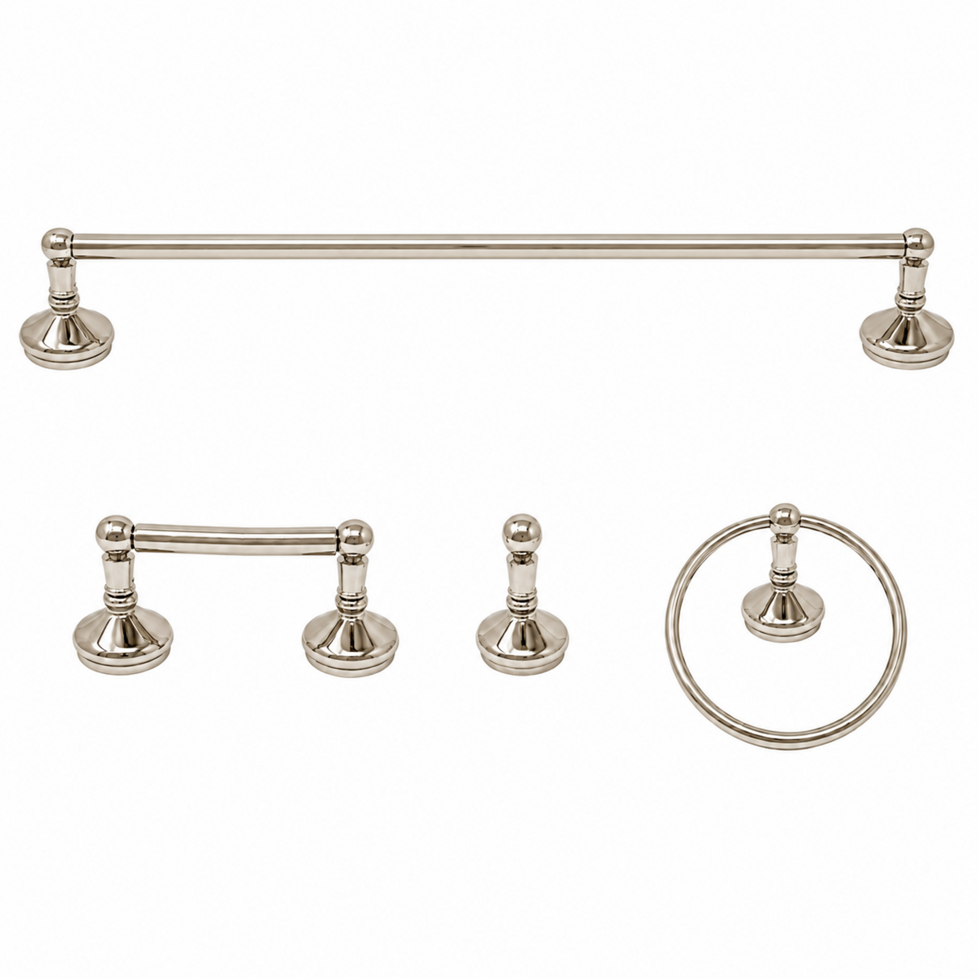 Sacramento 4-Piece Bathroom Accessory Hardware Set P4BSAC18 | Strom Living Polished Nickel 24" - Bathroom Accessories