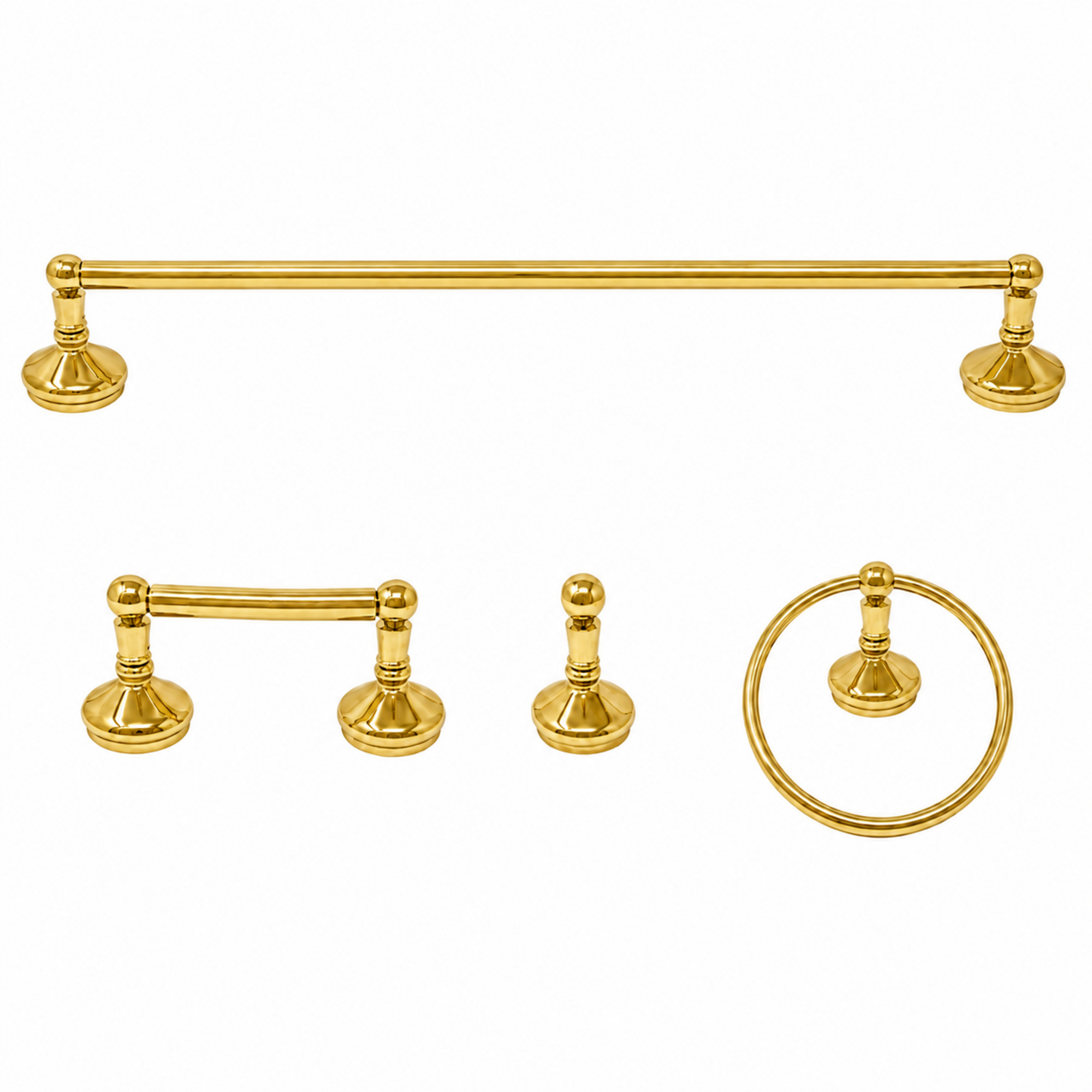 Sacramento 4-Piece Bathroom Accessory Hardware Set P4BSAC18 | Strom Living Polished Brass 24" - Bathroom Accessories