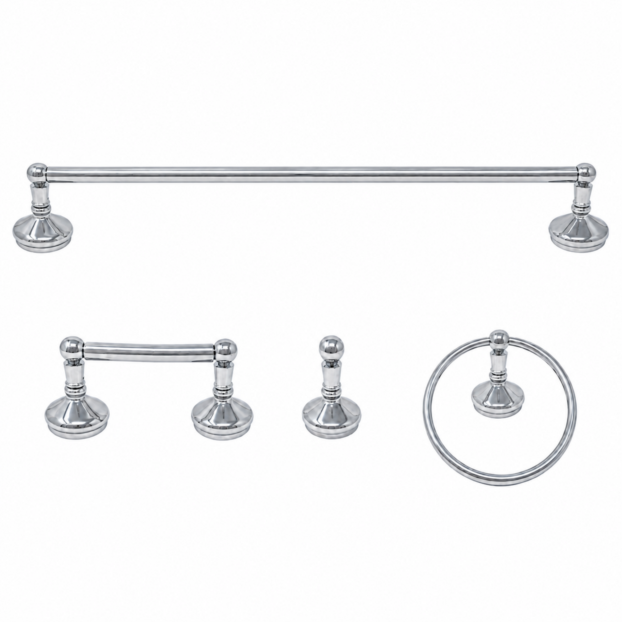 Sacramento 4-Piece Bathroom Accessory Hardware Set P4BSAC18 | Strom Living Chrome 30" - Bathroom Accessories
