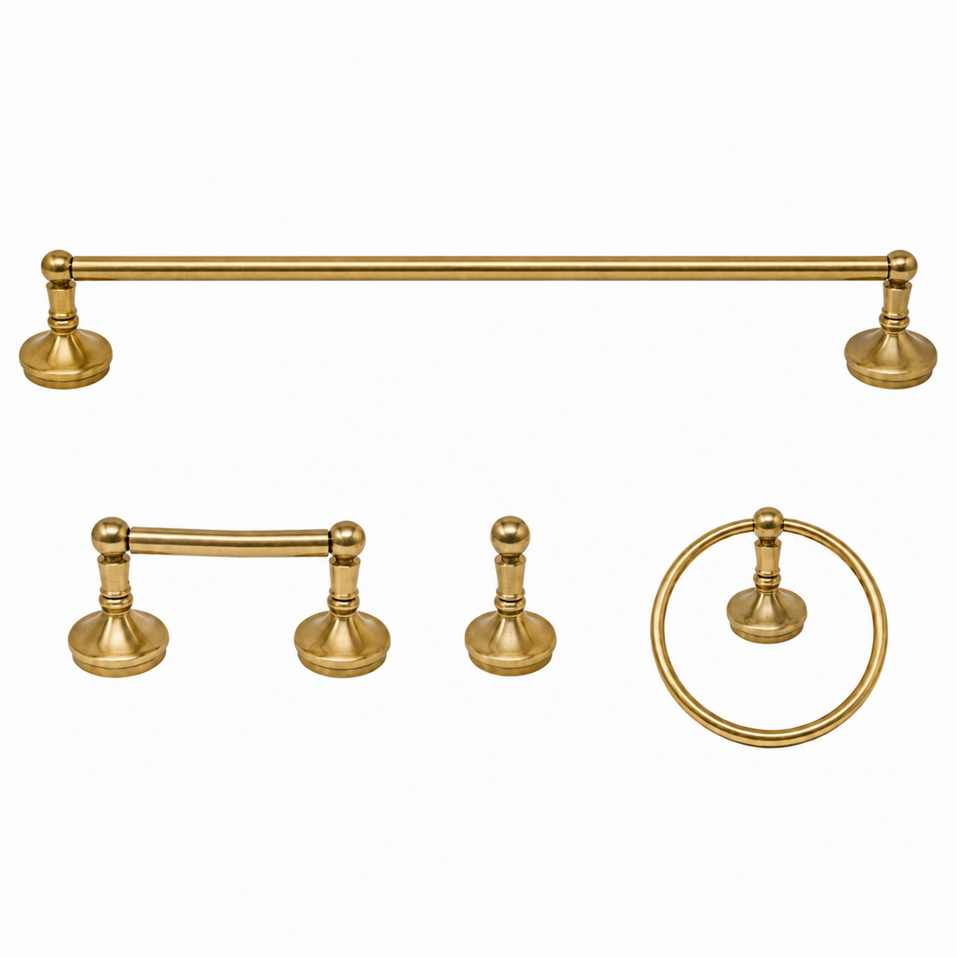 Sacramento 4-Piece Bathroom Accessory Hardware Set P4BSAC18 | Strom Living Satin Brass 30" - Bathroom Accessories