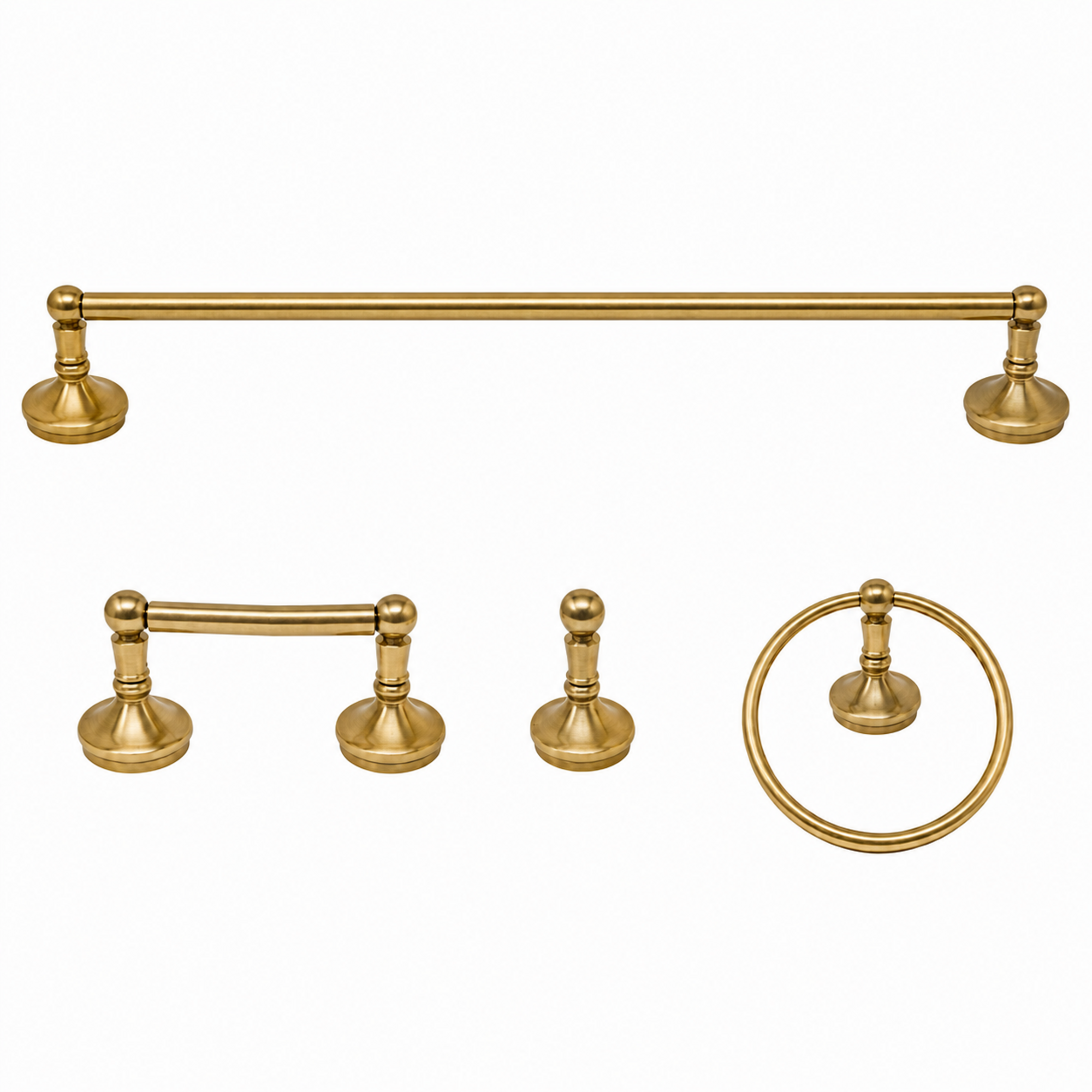 Sacramento 4-Piece Bathroom Accessory Hardware Set P4BSAC18 | Strom Living Satin Brass 30" - Bathroom Accessories