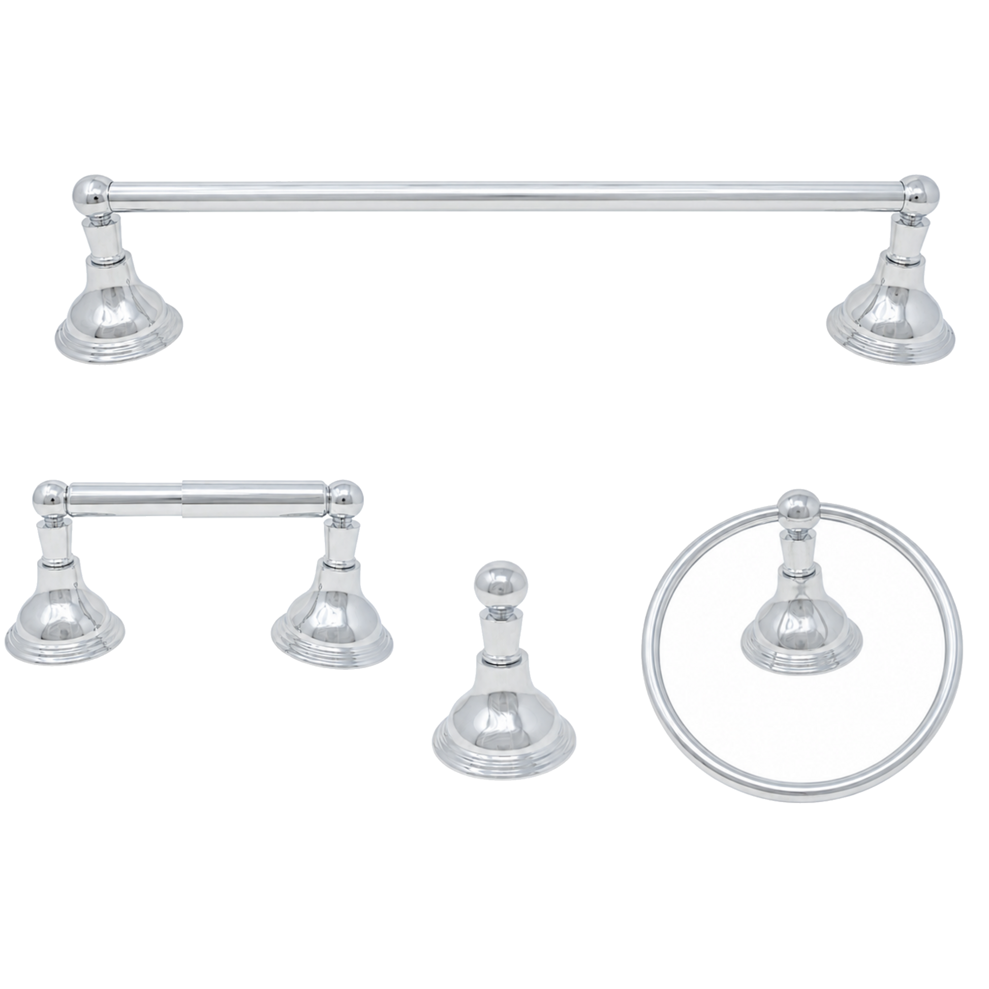 St. Lawrence 4-Piece Bathroom Accessory Hardware Set P4BSTL18 | Strom Living Chrome 18" - Bathroom Accessories