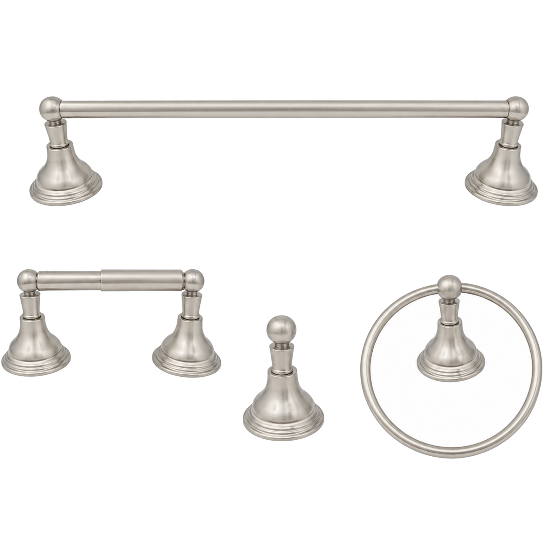 St. Lawrence 4-Piece Bathroom Accessory Hardware Set P4BSTL18 | Strom Living Matte Nickel 18" - Bathroom Accessories