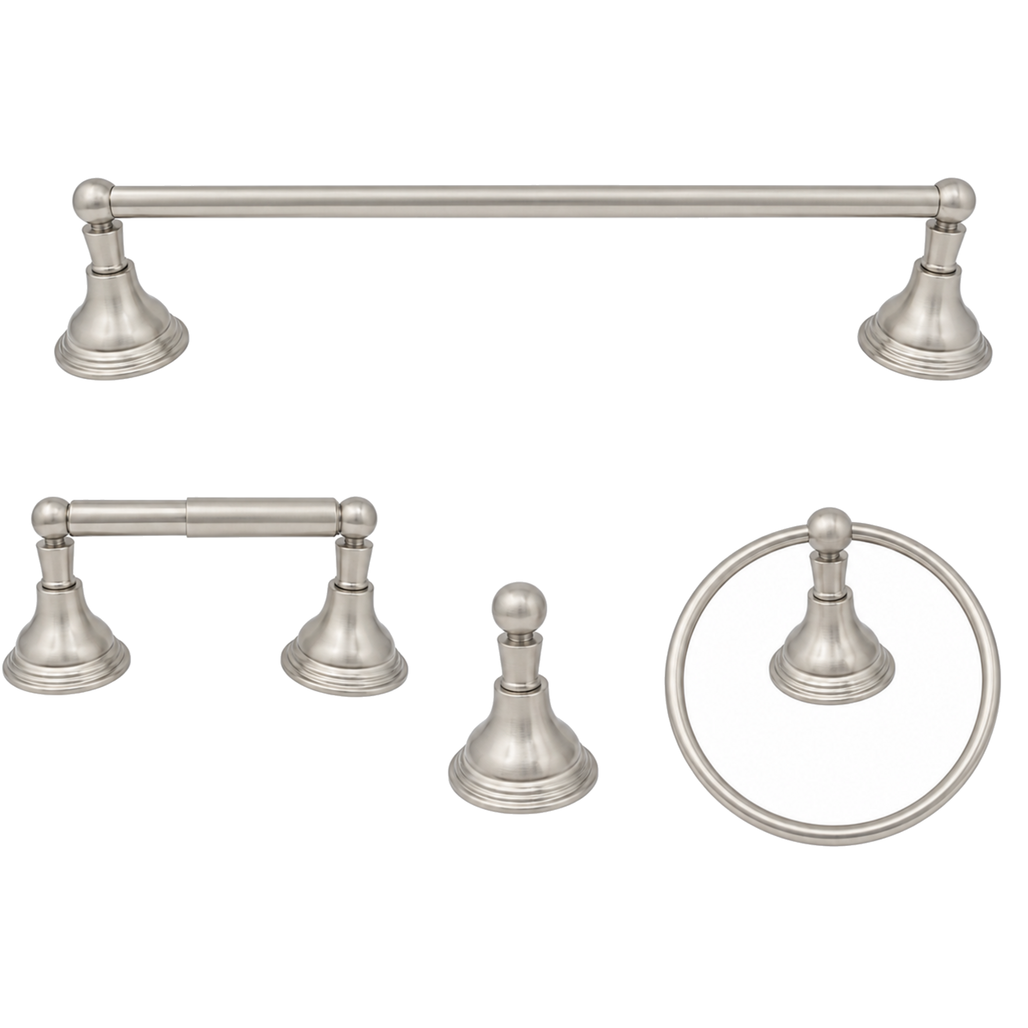 St. Lawrence 4-Piece Bathroom Accessory Hardware Set P4BSTL18 | Strom Living Matte Nickel 18" - Bathroom Accessories