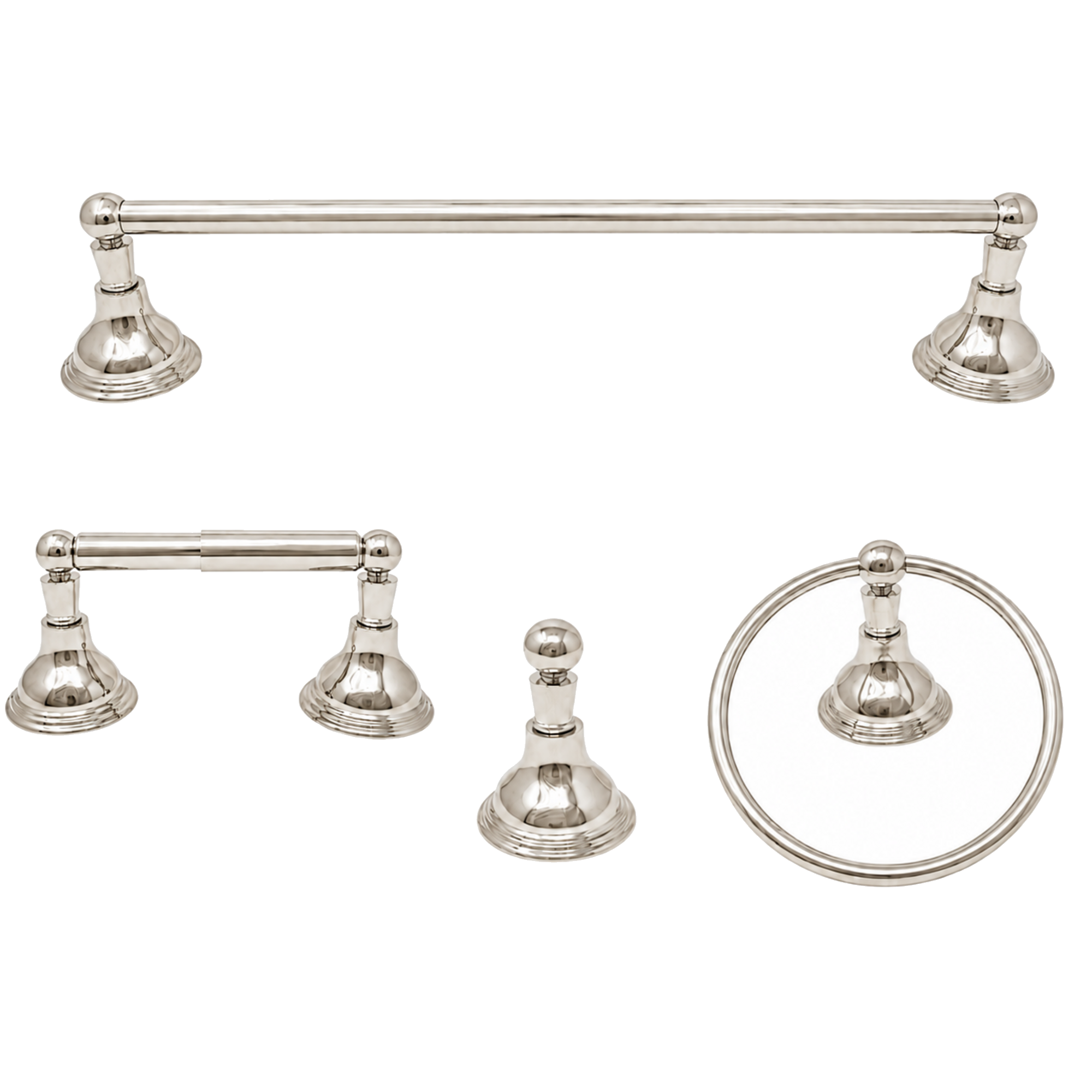 St. Lawrence 4-Piece Bathroom Accessory Hardware Set P4BSTL18 | Strom Living Polished Nickel 18" - Bathroom Accessories