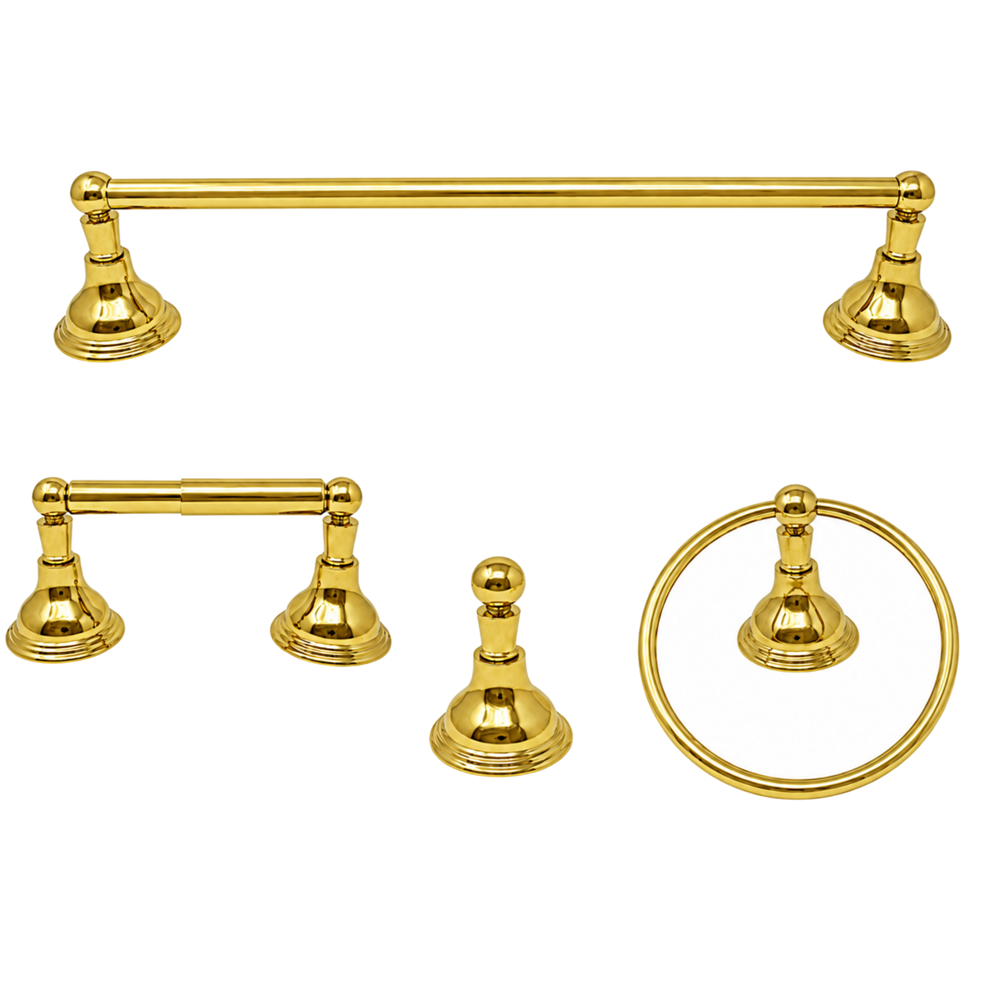 St. Lawrence 4-Piece Bathroom Accessory Hardware Set P4BSTL18 | Strom Living Polished Brass 18" - Bathroom Accessories
