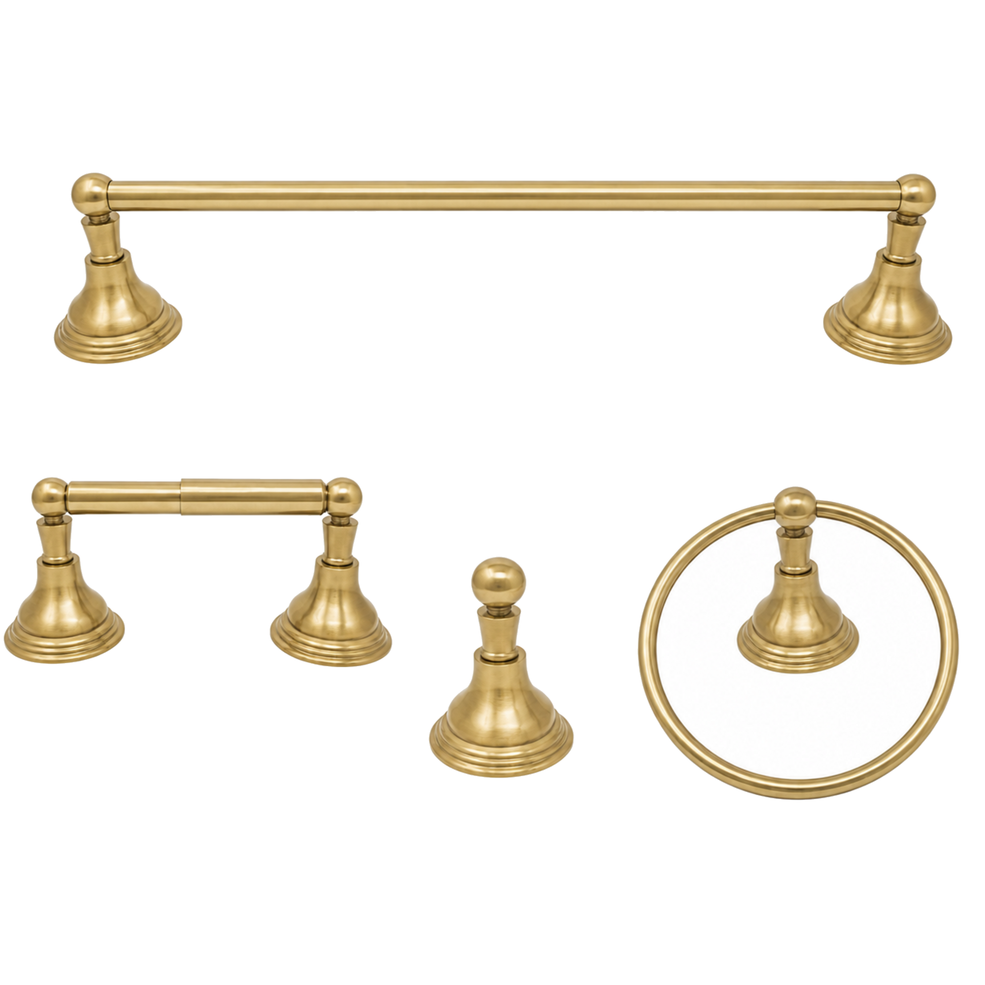 St. Lawrence 4-Piece Bathroom Accessory Hardware Set P4BSTL18 | Strom Living Satin Brass 18" - Bathroom Accessories