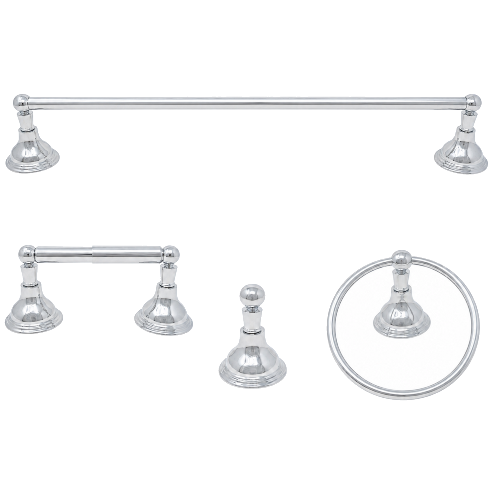 St. Lawrence 4-Piece Bathroom Accessory Hardware Set P4BSTL18 | Strom Living Chrome 24" - Bathroom Accessories