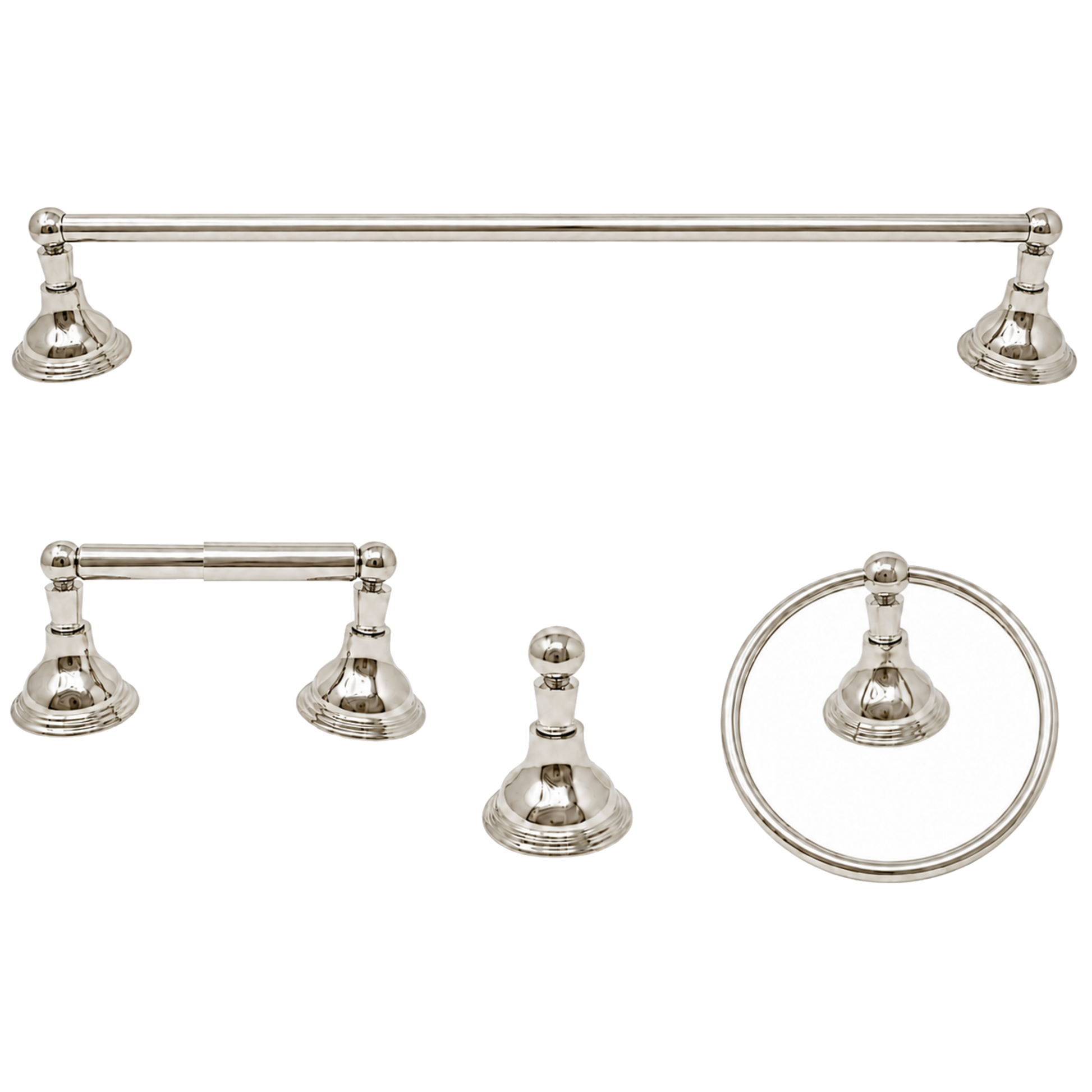 St. Lawrence 4-Piece Bathroom Accessory Hardware Set P4BSTL18 | Strom Living Polished Nickel 24" - Bathroom Accessories