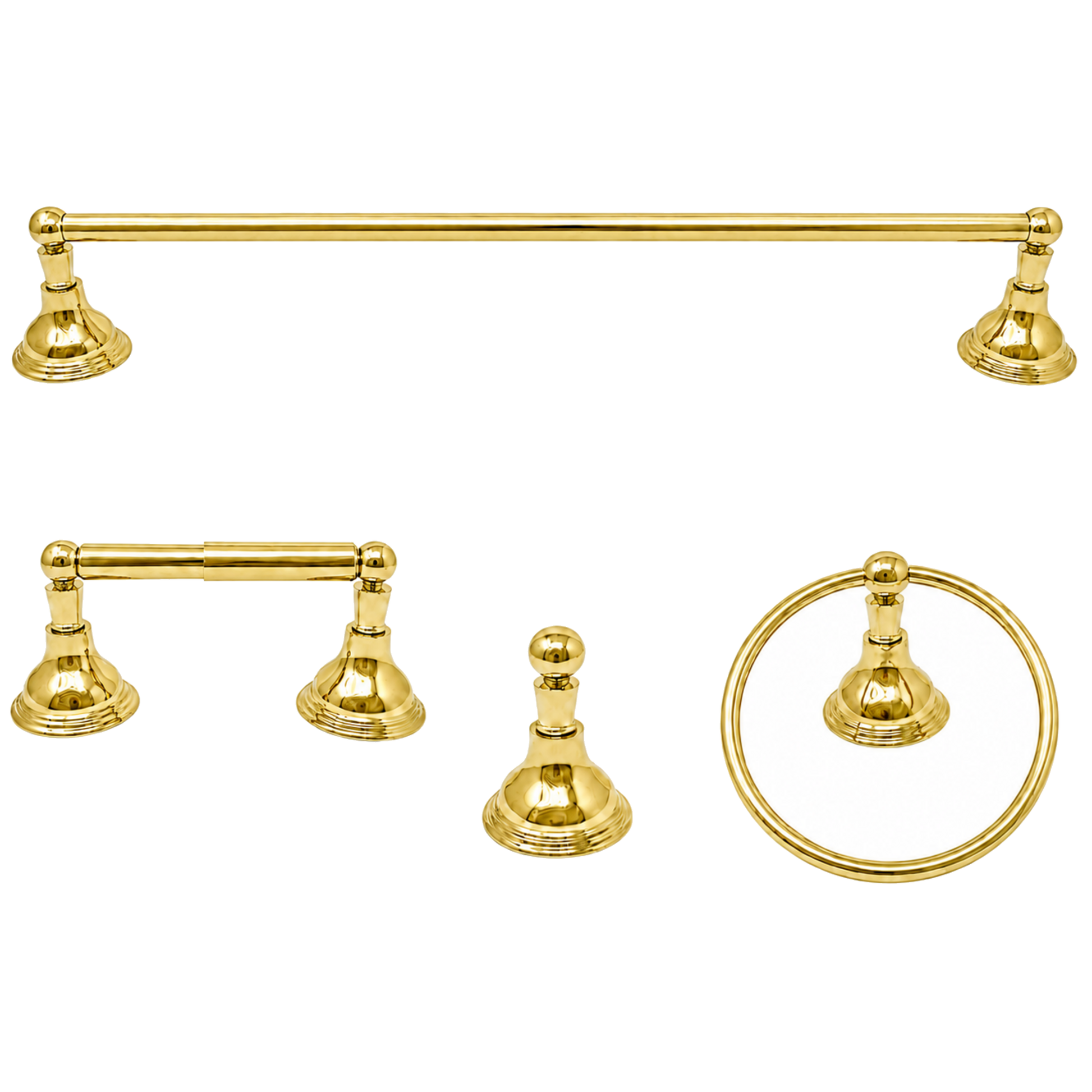 St. Lawrence 4-Piece Bathroom Accessory Hardware Set P4BSTL18 | Strom Living Polished Brass 24" - Bathroom Accessories