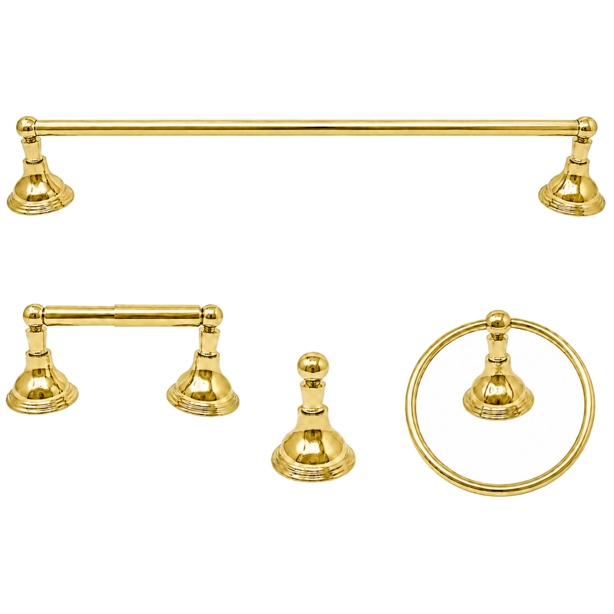 St. Lawrence 4-Piece Bathroom Accessory Hardware Set P4BSTL18 | Strom Living Polished Brass 24" - Bathroom Accessories