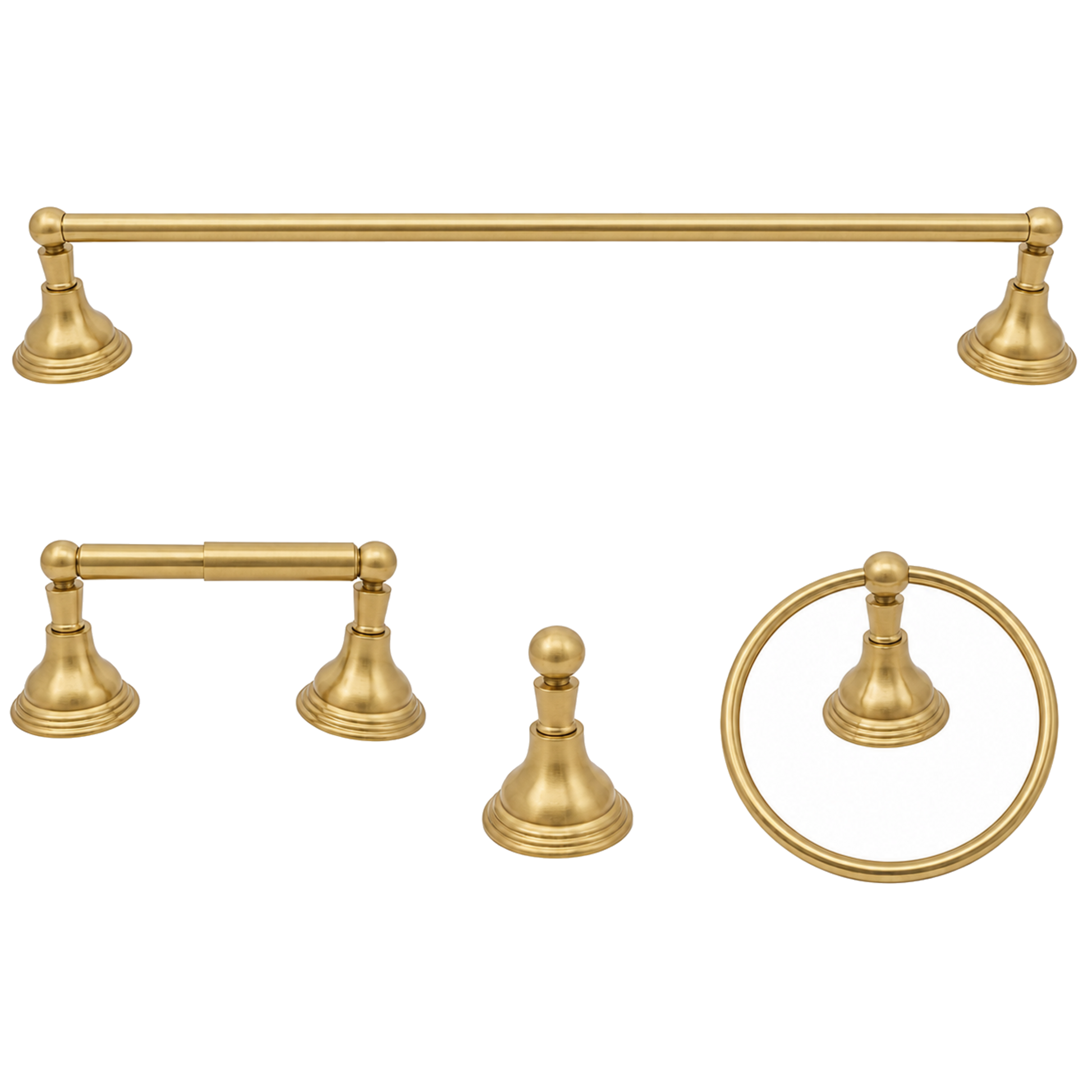 St. Lawrence 4-Piece Bathroom Accessory Hardware Set P4BSTL18 | Strom Living Satin Brass 24" - Bathroom Accessories