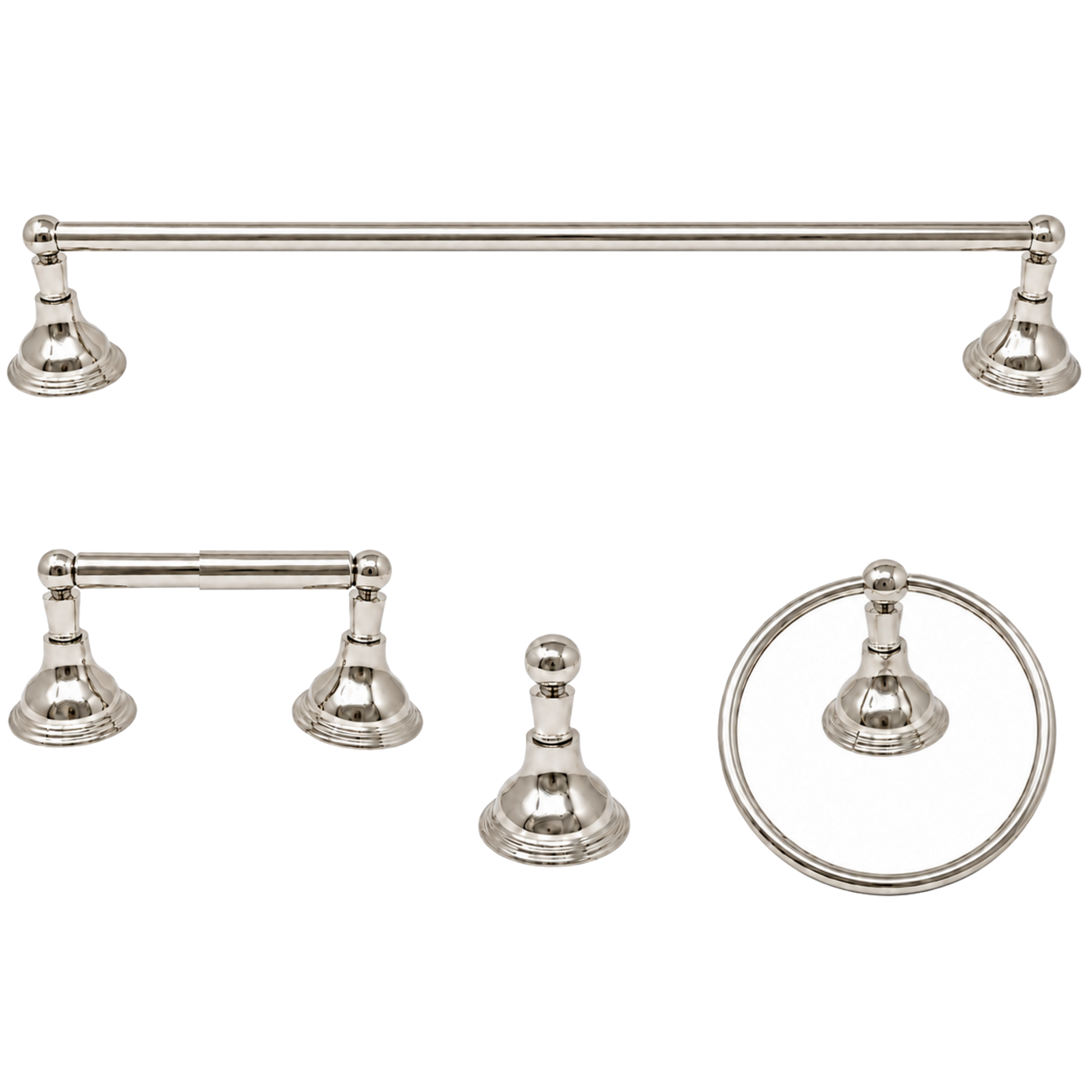 St. Lawrence 4-Piece Bathroom Accessory Hardware Set P4BSTL18 | Strom Living Polished Nickel 30" - Bathroom Accessories