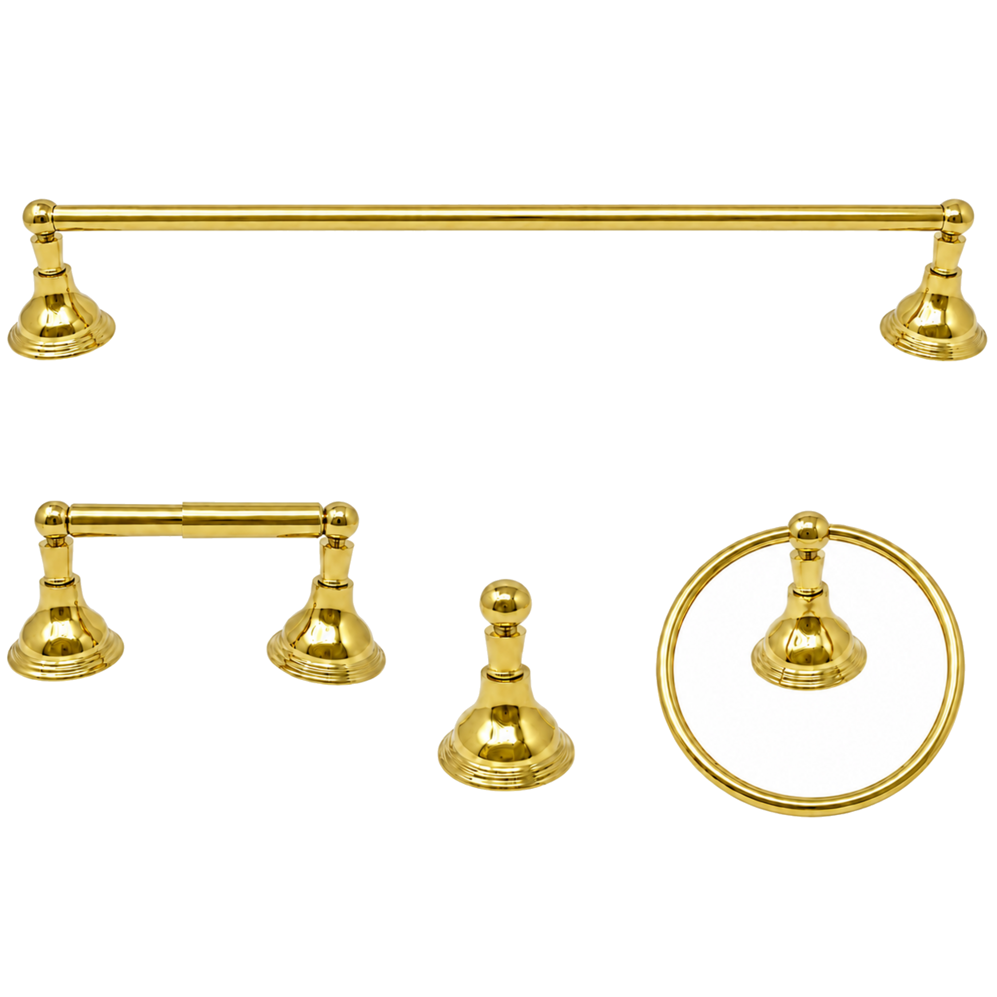 St. Lawrence 4-Piece Bathroom Accessory Hardware Set P4BSTL18 | Strom Living Supercoat Brass 30" - Bathroom Accessories