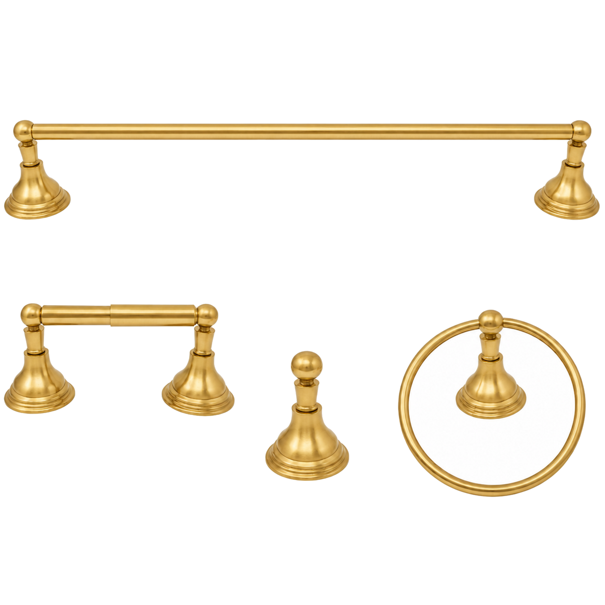 St. Lawrence 4-Piece Bathroom Accessory Hardware Set P4BSTL18 | Strom Living Satin Brass 30" - Bathroom Accessories